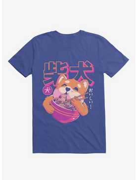 Shiba Eating Noodles Royal Blue T-Shirt, , hi-res