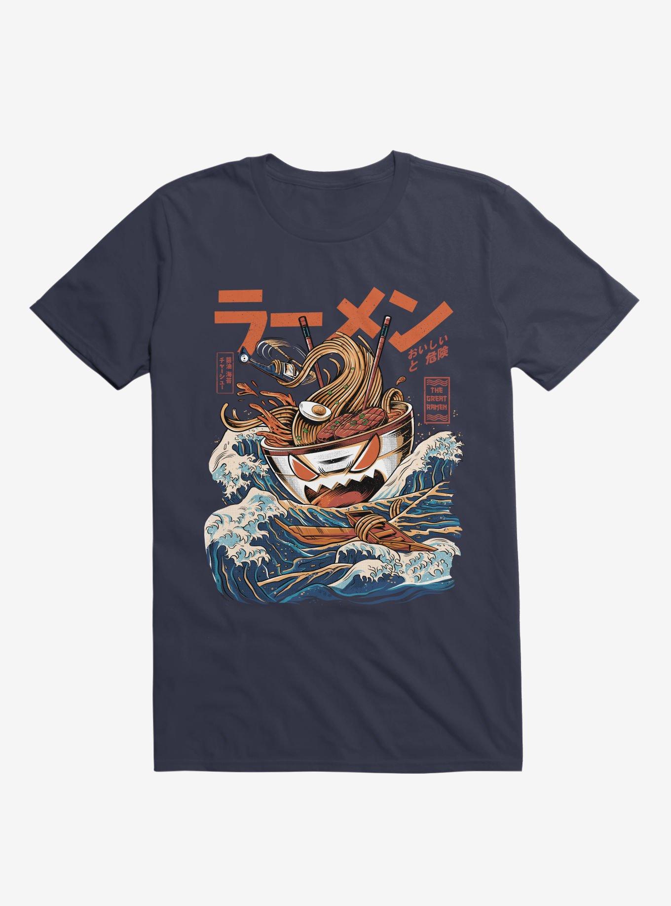 The Black Great Ramen Attack Navy Blue T-Shirt, NAVY, hi-res