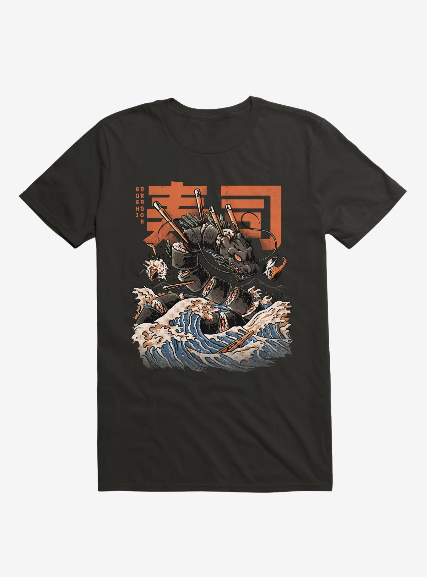 The Black Sushi Dragon Attack Black T-Shirt, , hi-res