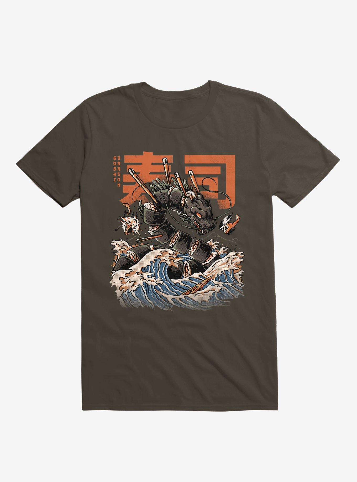 The Black Sushi Dragon Attack Brown T-Shirt, BROWN, hi-res