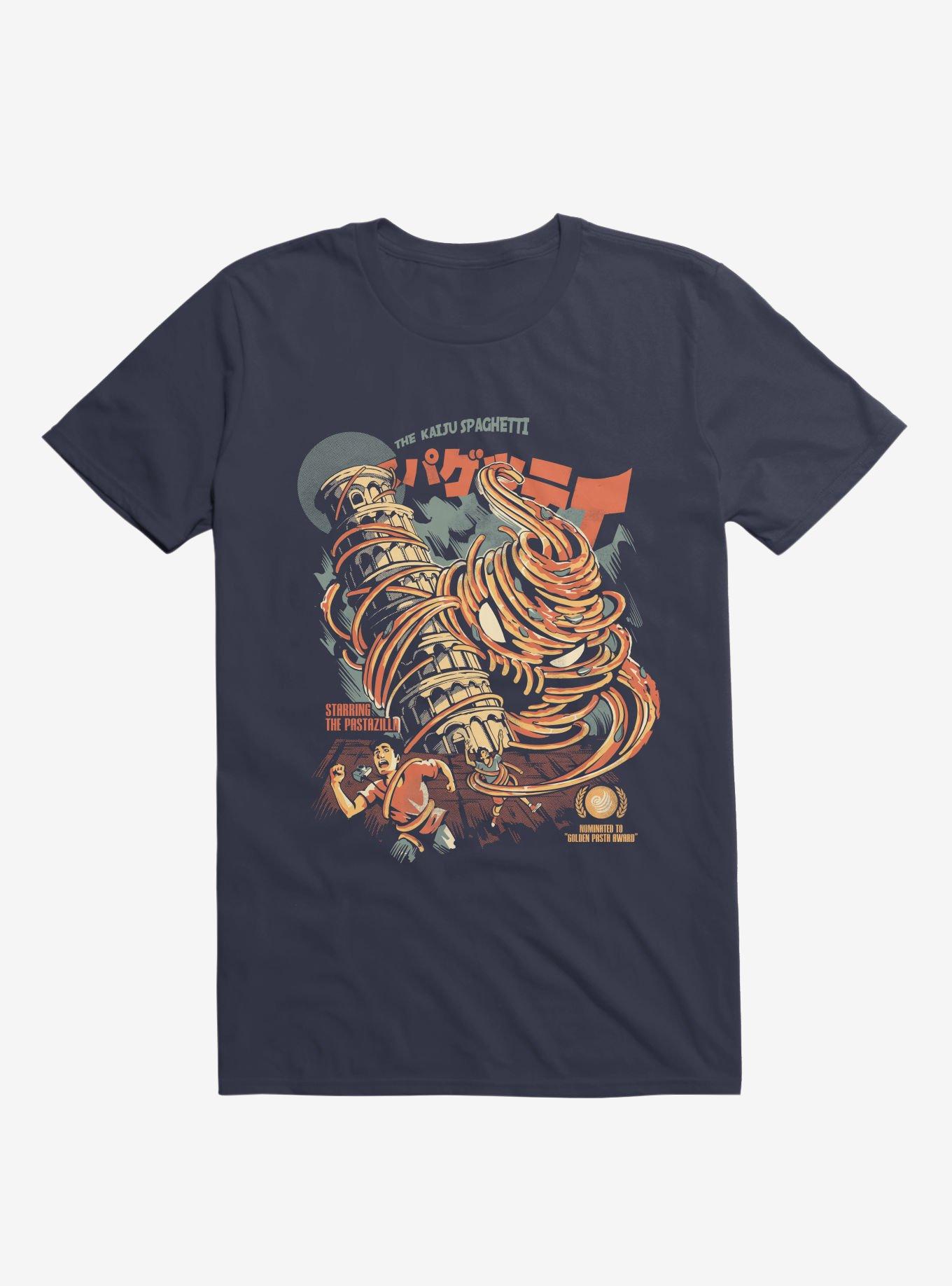 The Kaiju Spaghetti Starring The Pastazilla Navy Blue T-Shirt, NAVY, hi-res