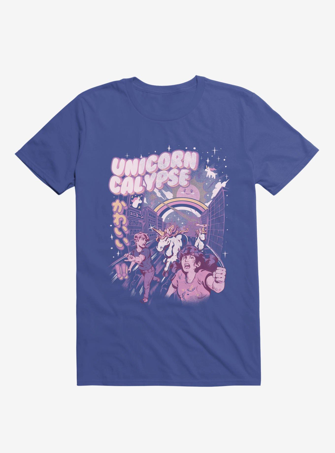 Unicorn Calypse Rainbow Sunshine Attack Royal Blue T-Shirt, ROYAL, hi-res