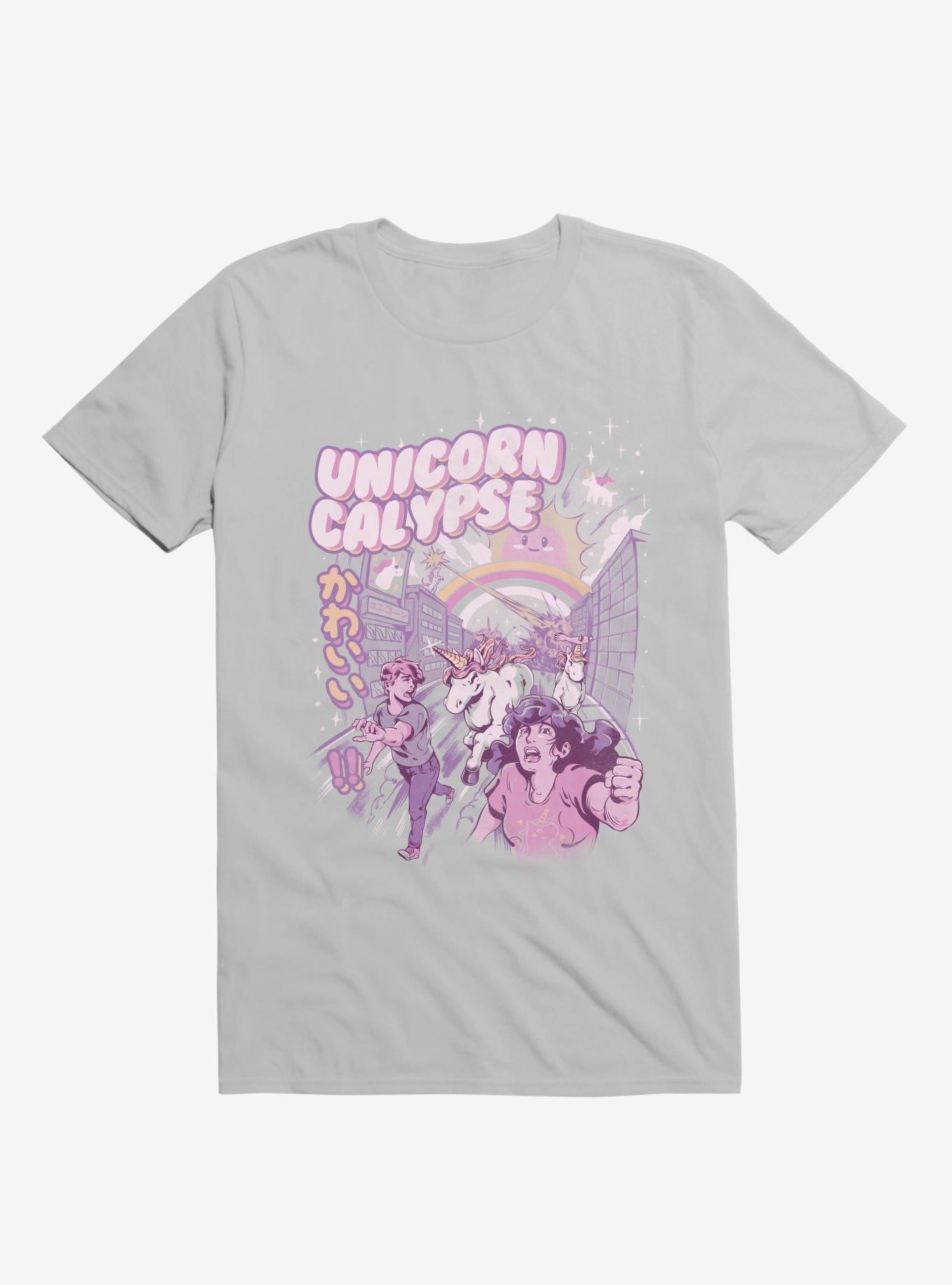 Unicorn Calypse Rainbow Sunshine Attack Ice Grey T-Shirt, ICE GREY, hi-res