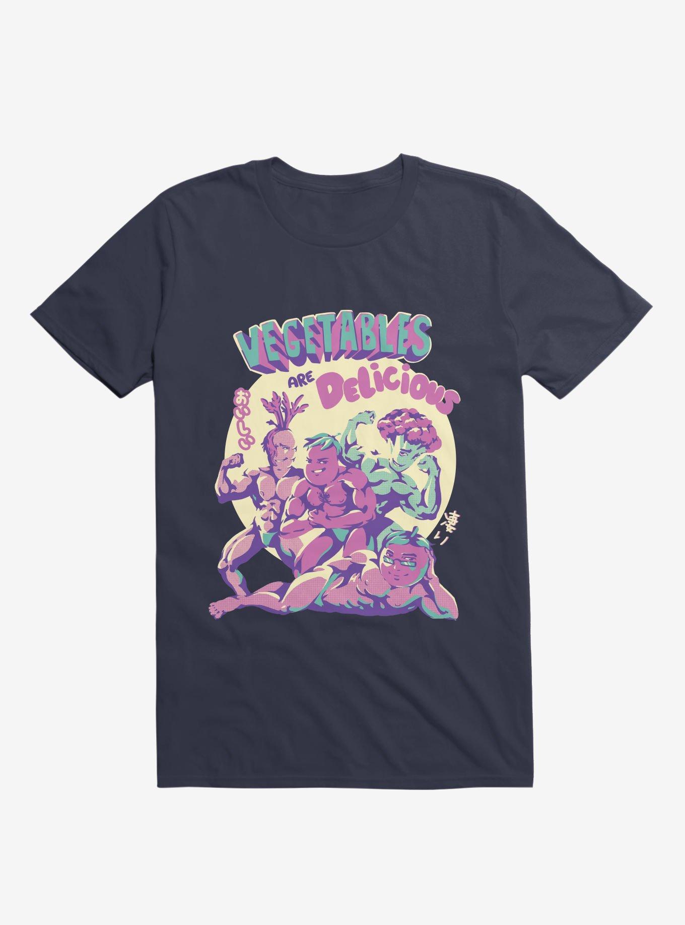 THRDLESS Vegetables Are Delicious Navy Blue T-Shirt