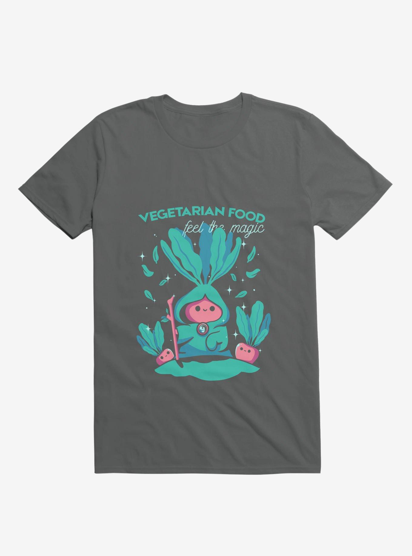Vegetarian Food Feel The Magic Charcoal Grey T-Shirt, CHARCOAL, hi-res