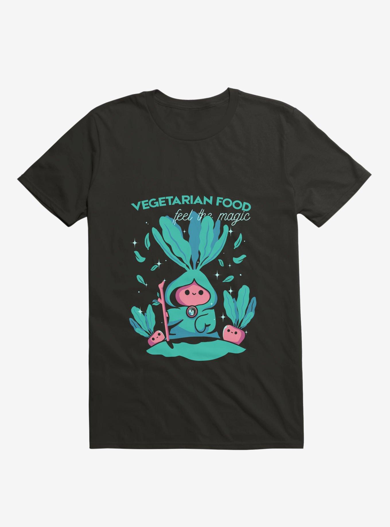 Vegetarian Food Feel The Magic Black T-Shirt, BLACK, hi-res