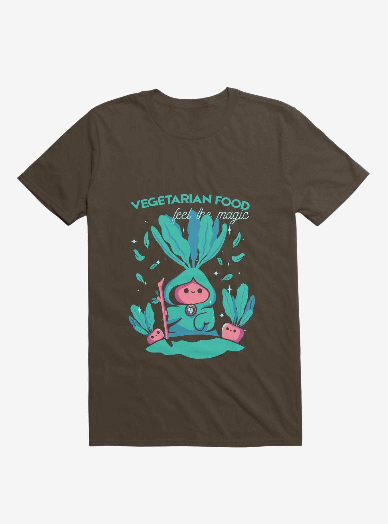 Vegetarian Food Feel The Magic Brown T-Shirt, , hi-res