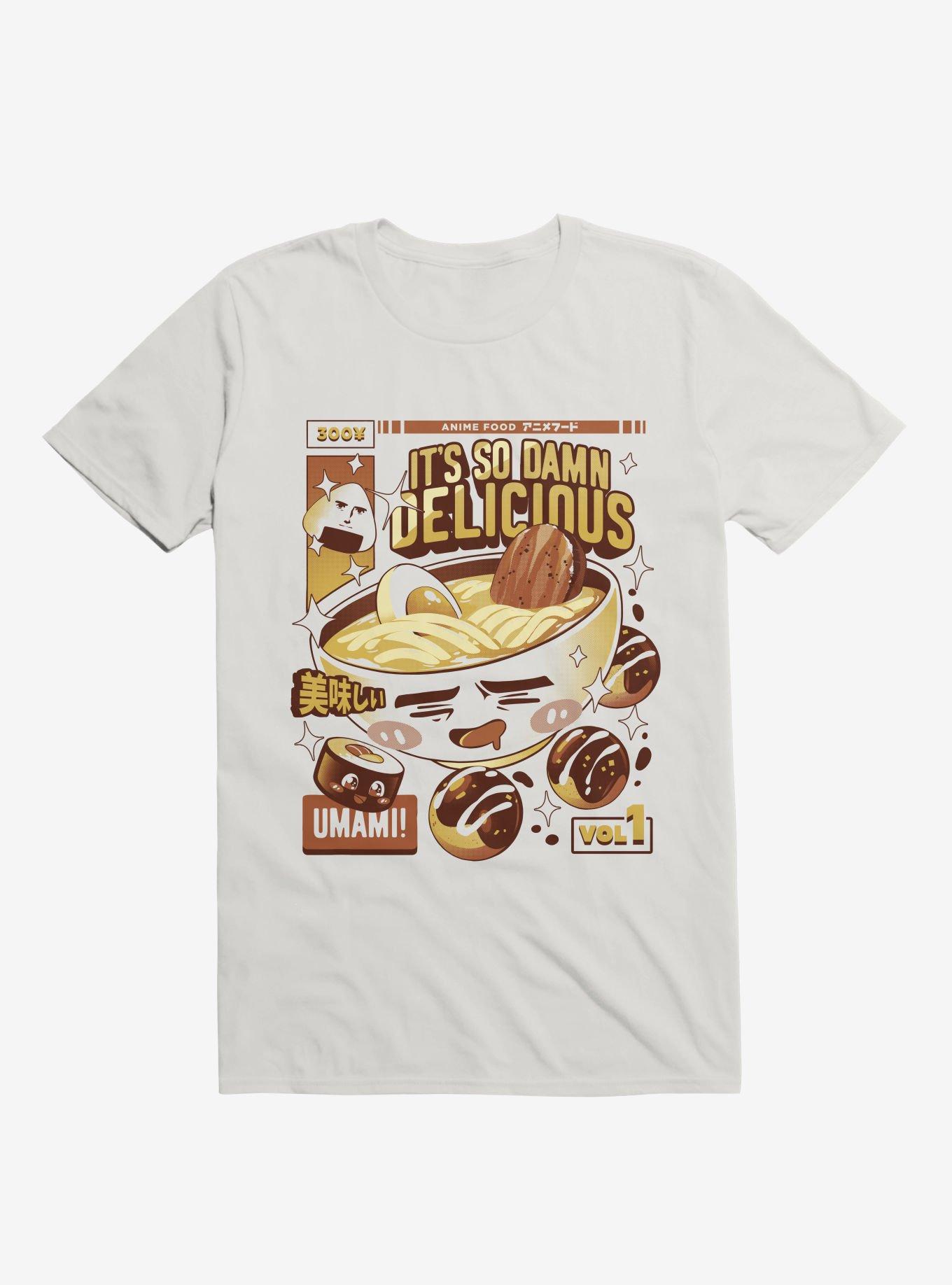 Anime Food It's Delicious White T-Shirt, , hi-res