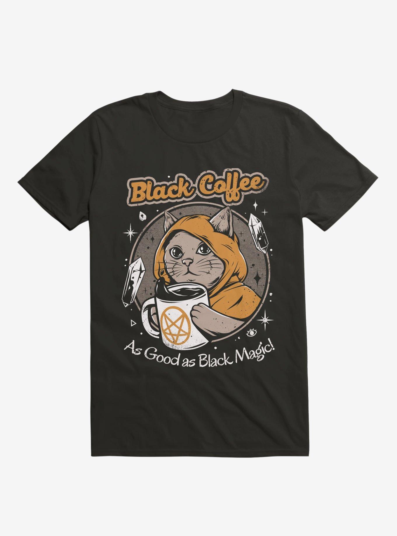 Black Coffee Cat As Good As Black Magic Black T-Shirt, , hi-res