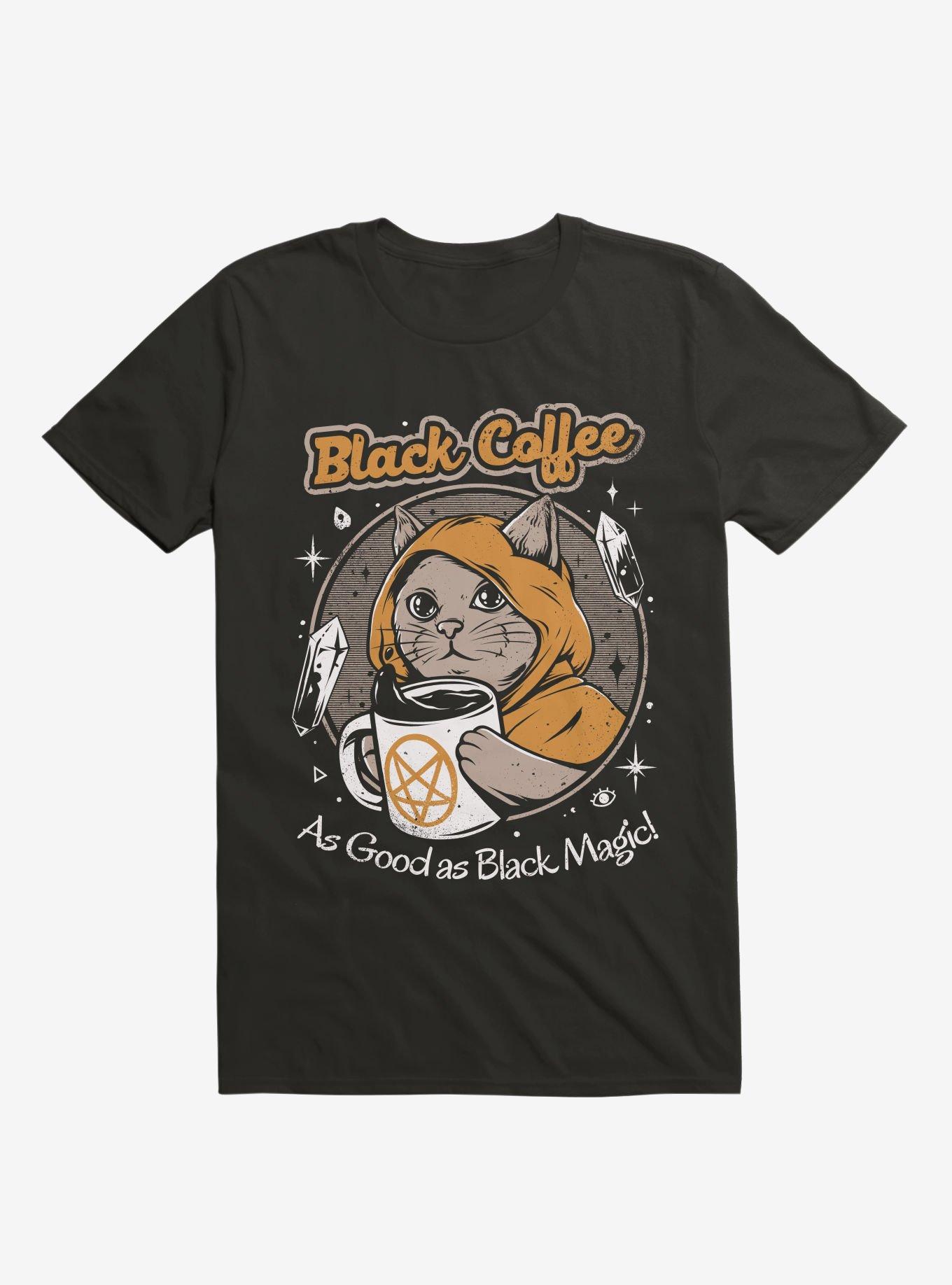 Black Coffee Cat As Good As Black Magic Black T-Shirt, BLACK, hi-res