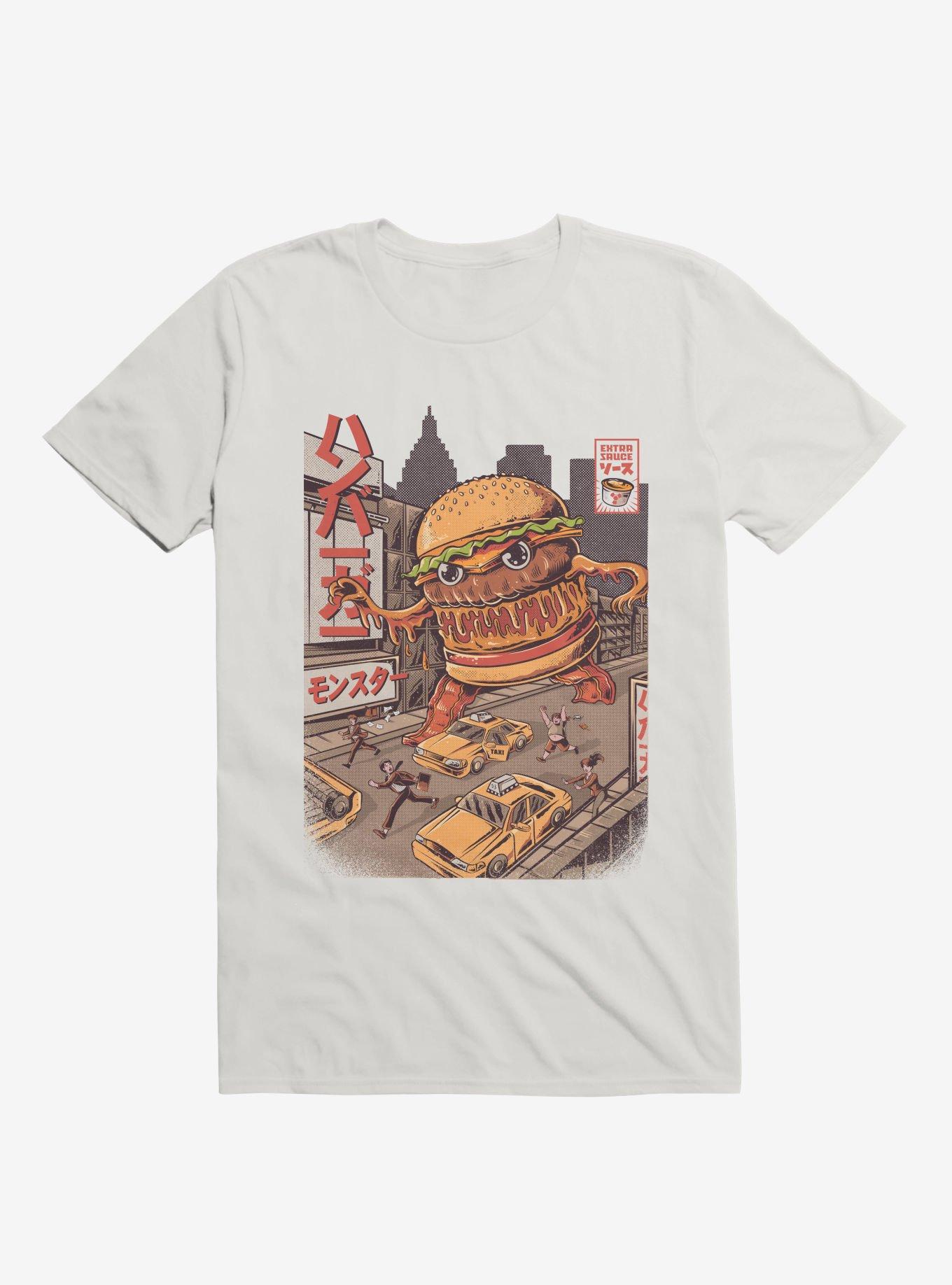 Burgerzilla Attack White T-shirt, WHITE, hi-res