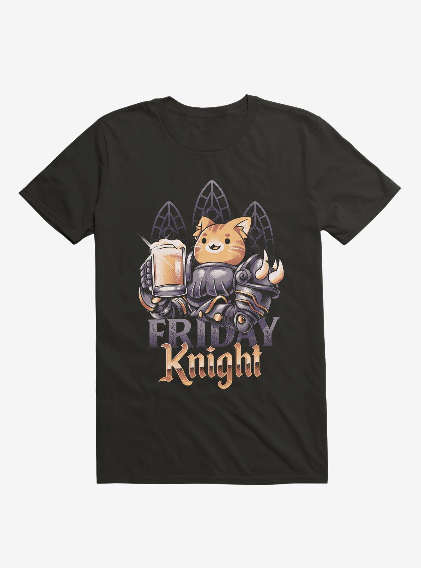 Friday Knight Armor Cat Black T-Shirt, , hi-res