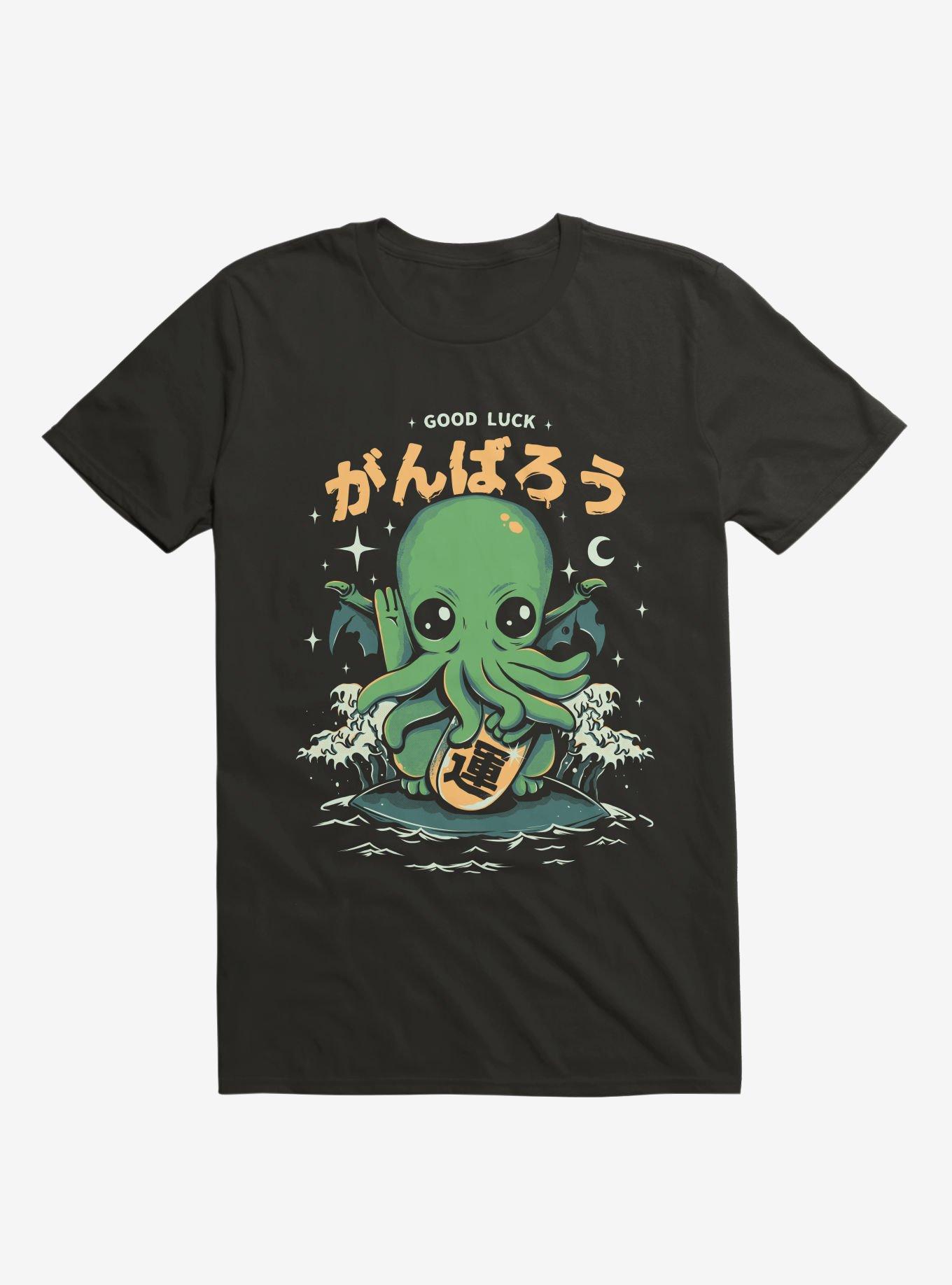 Good Luck Cutethulhu Black T-Shirt, BLACK, hi-res