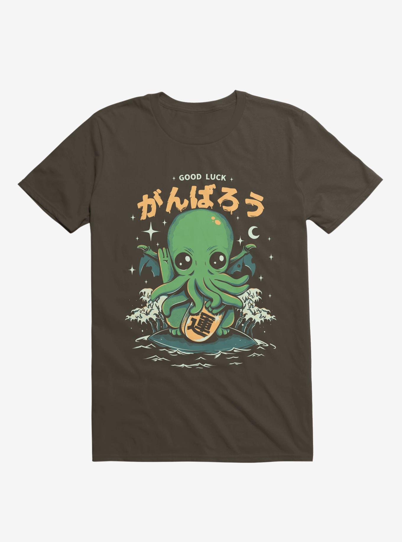 Good Luck Cutethulhu Brown T-Shirt, BROWN, hi-res