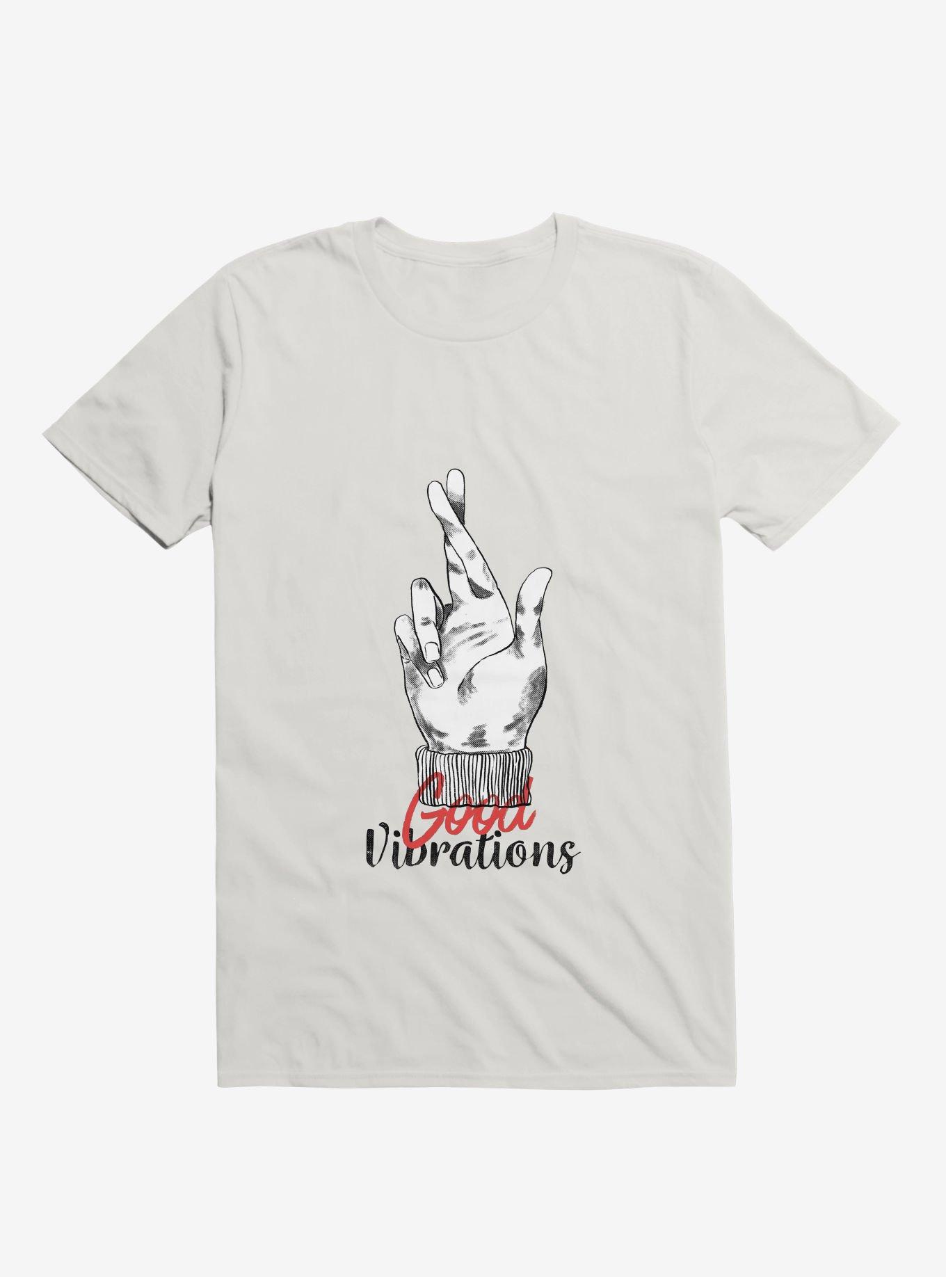 Good Vibrations Fingers Crossed White T-Shirt, WHITE, hi-res