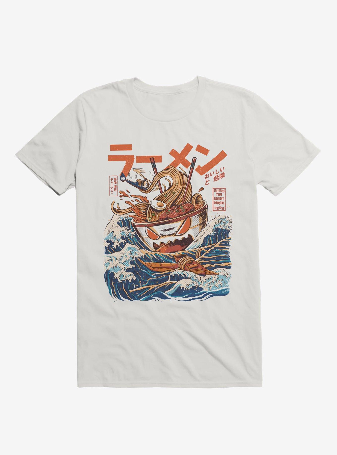 Great Ramen Of Kanagawa Attack White T-Shirt, WHITE, hi-res