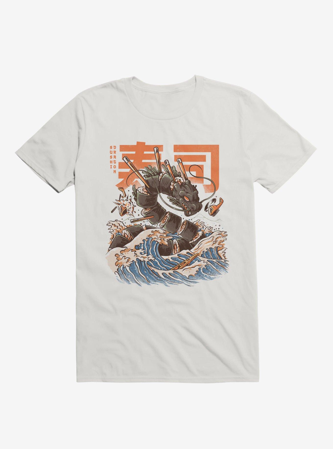 Great Sushi Dragon Attack White T-Shirt, , hi-res