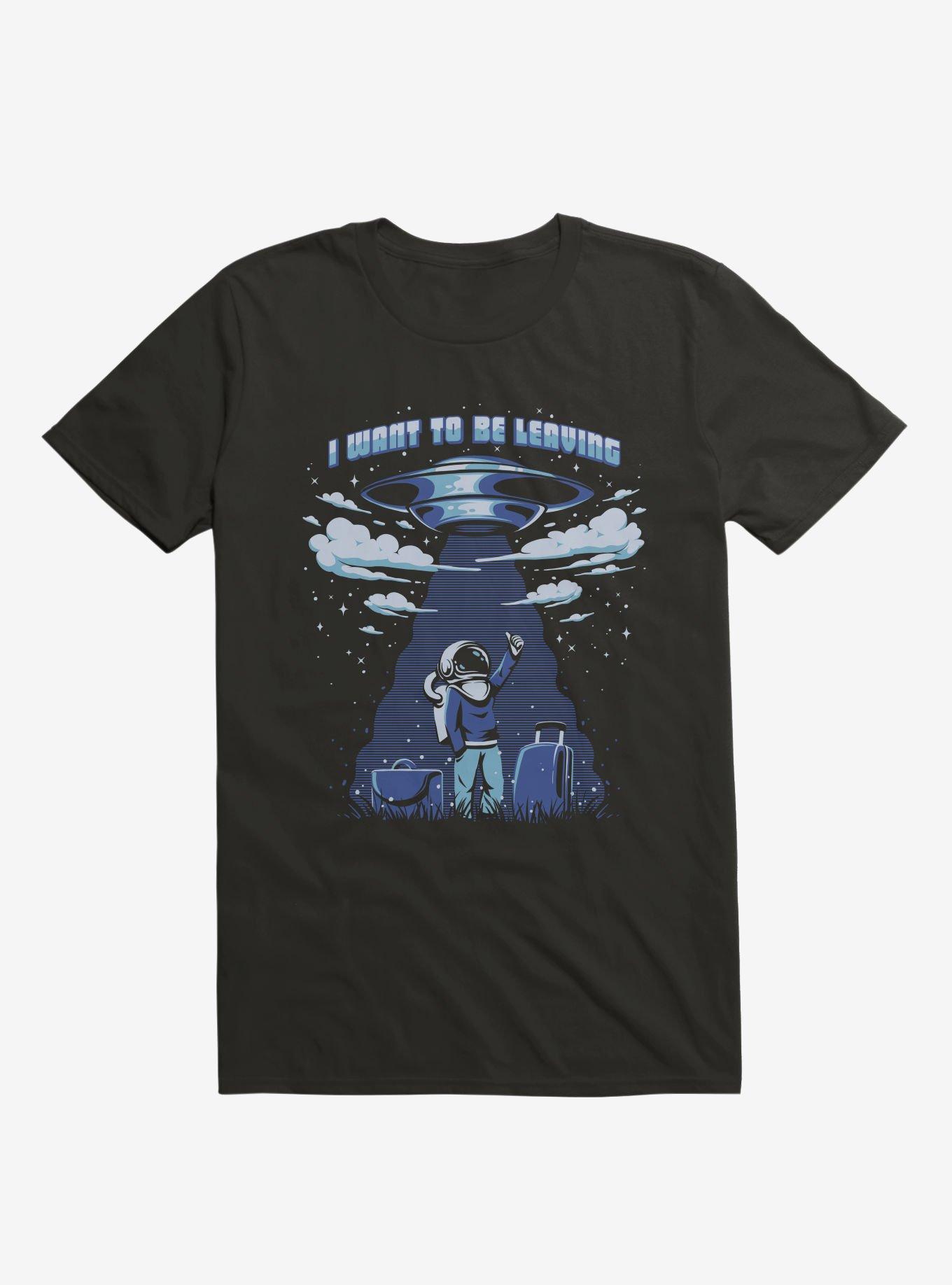 I Want To Be Leaving Astronaut Black T-Shirt, , hi-res