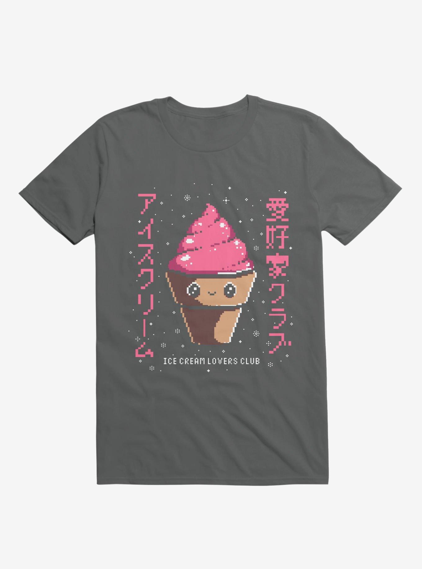 Ice Cream 8-Bit Lovers Club Charcoal Grey T-Shirt, CHARCOAL, hi-res