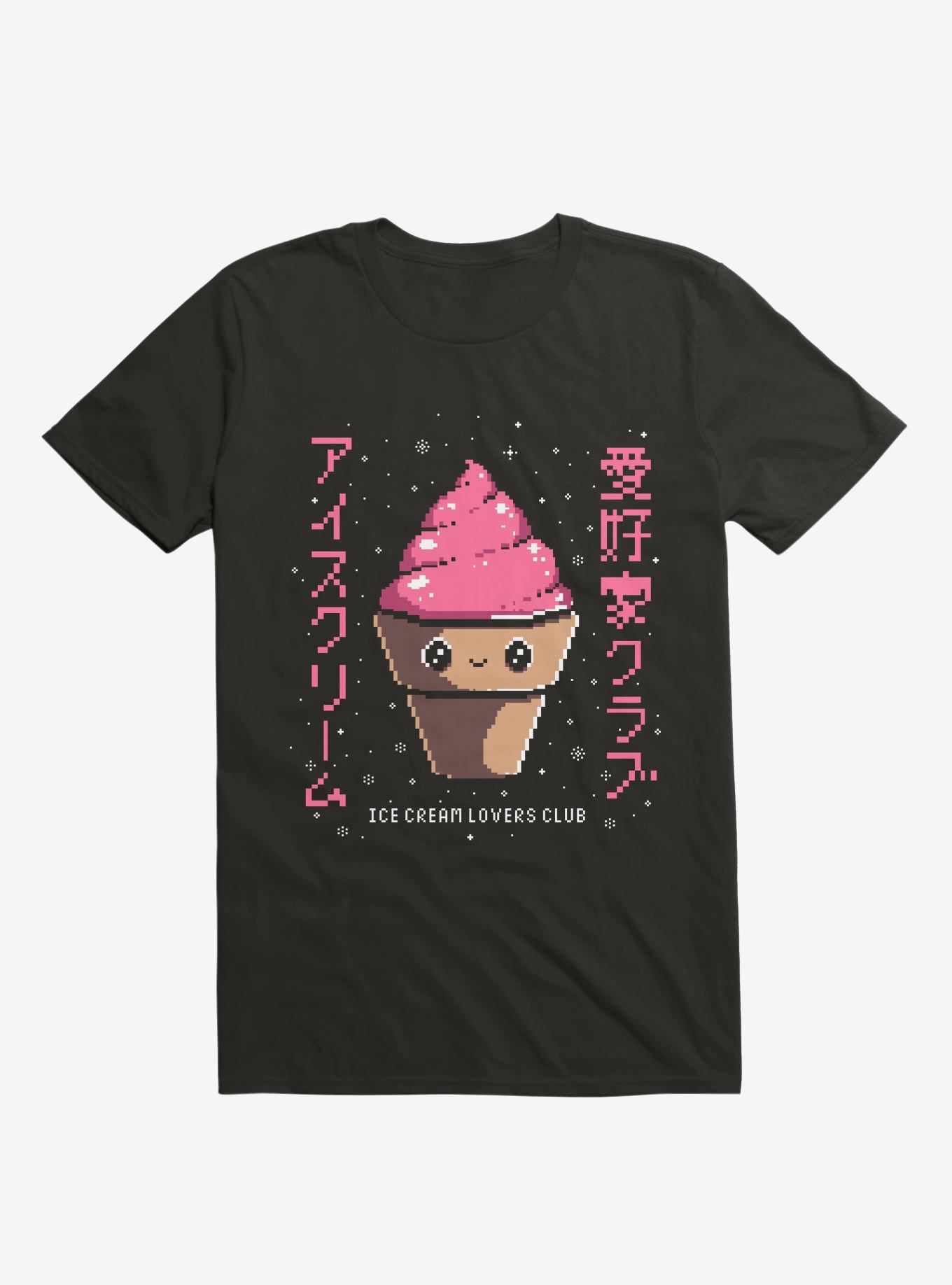 Ice Cream 8-Bit Lovers Club Black T-Shirt, BLACK, hi-res