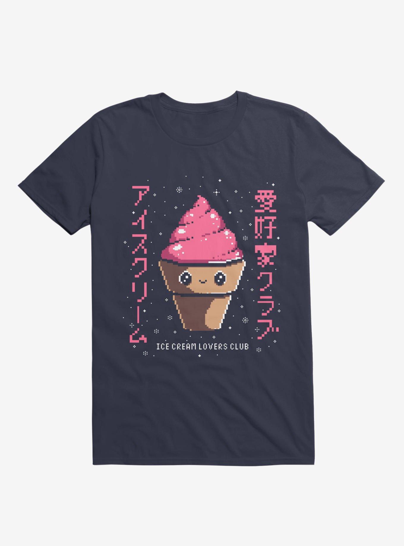 Ice Cream 8-Bit Lovers Club Navy Blue T-Shirt, NAVY, hi-res