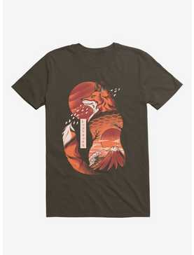Japanese Rising Sun Fox Brown T-Shirt, , hi-res