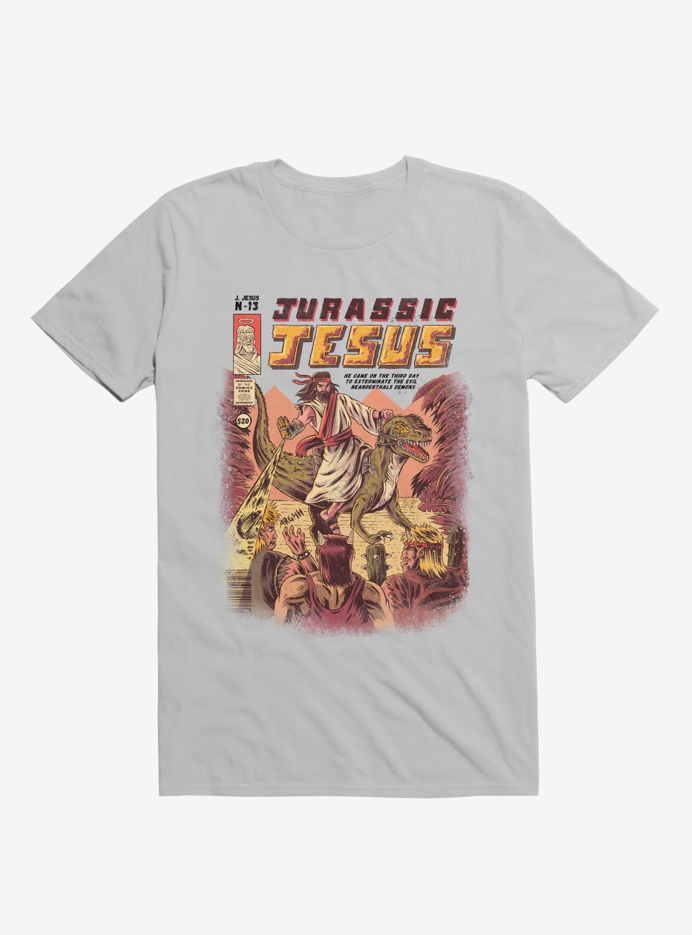 Jurassic Jesus Evil Exterminator Ice Grey T-Shirt, ICE GREY, hi-res