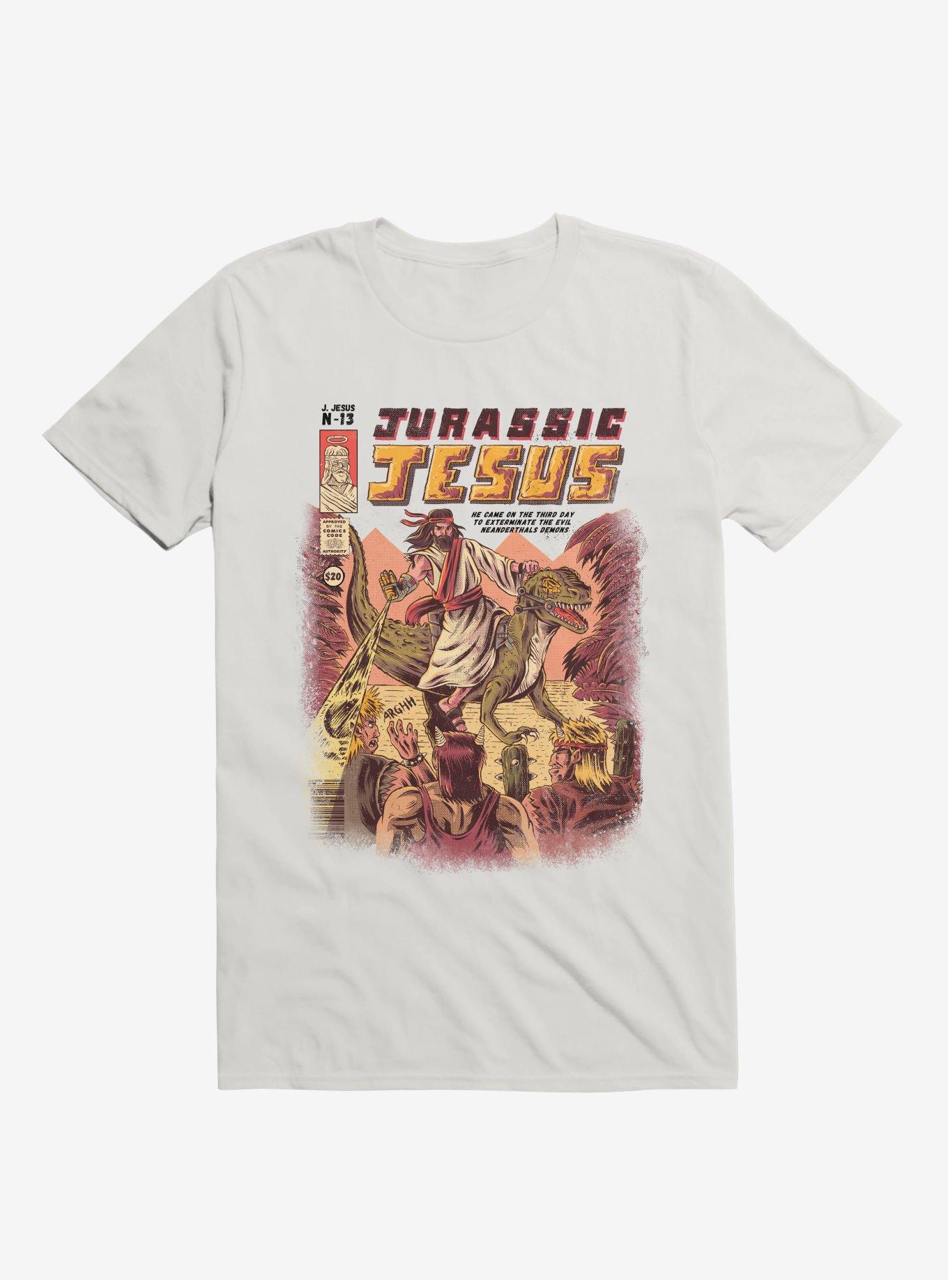 Jurassic Jesus Evil Exterminator White T-Shirt, , hi-res