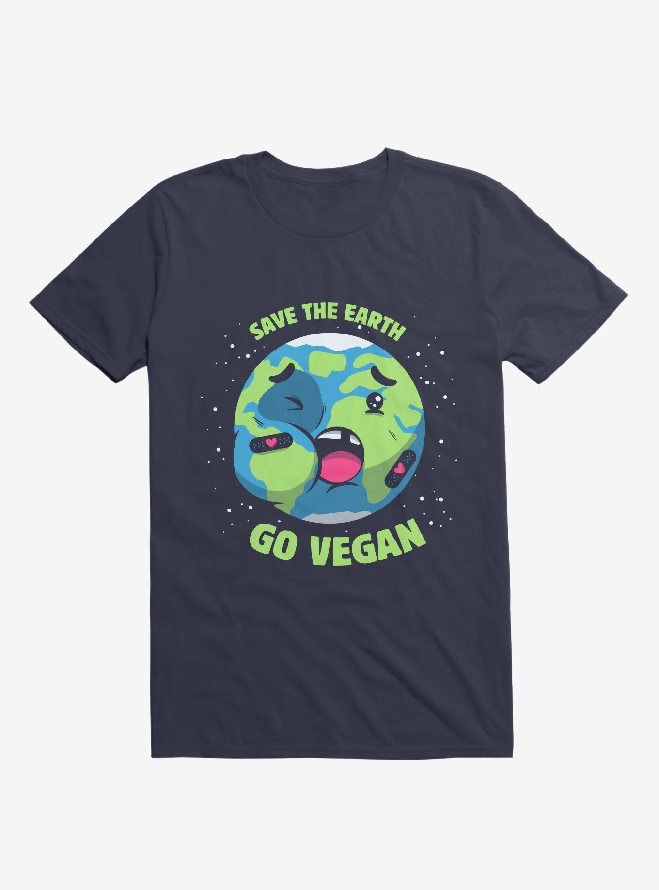 Save The Earth Go Vegan Black T-shirt, , hi-res