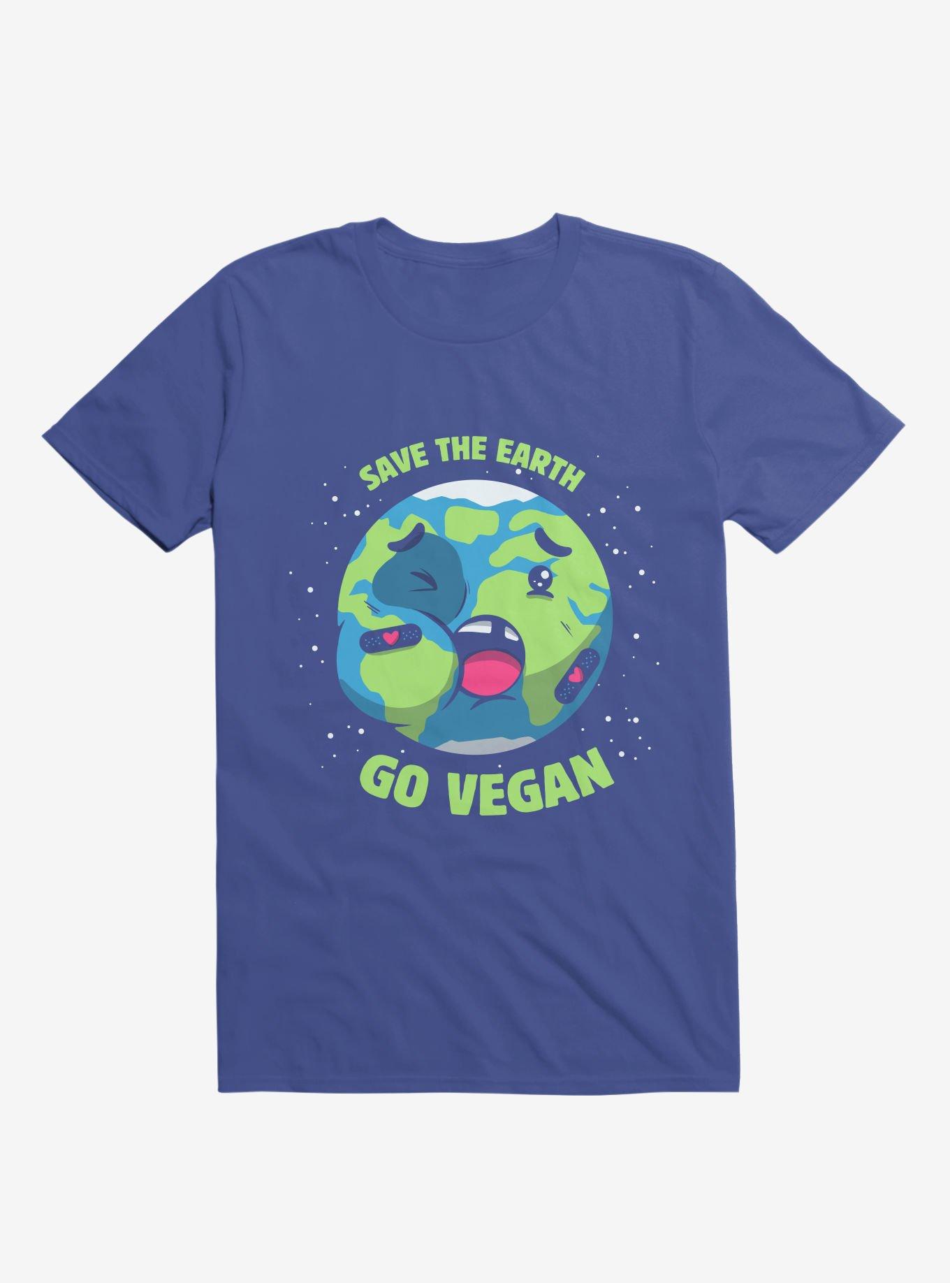 Save The Earth Go Vegan Royal Blue T-Shirt, ROYAL, hi-res