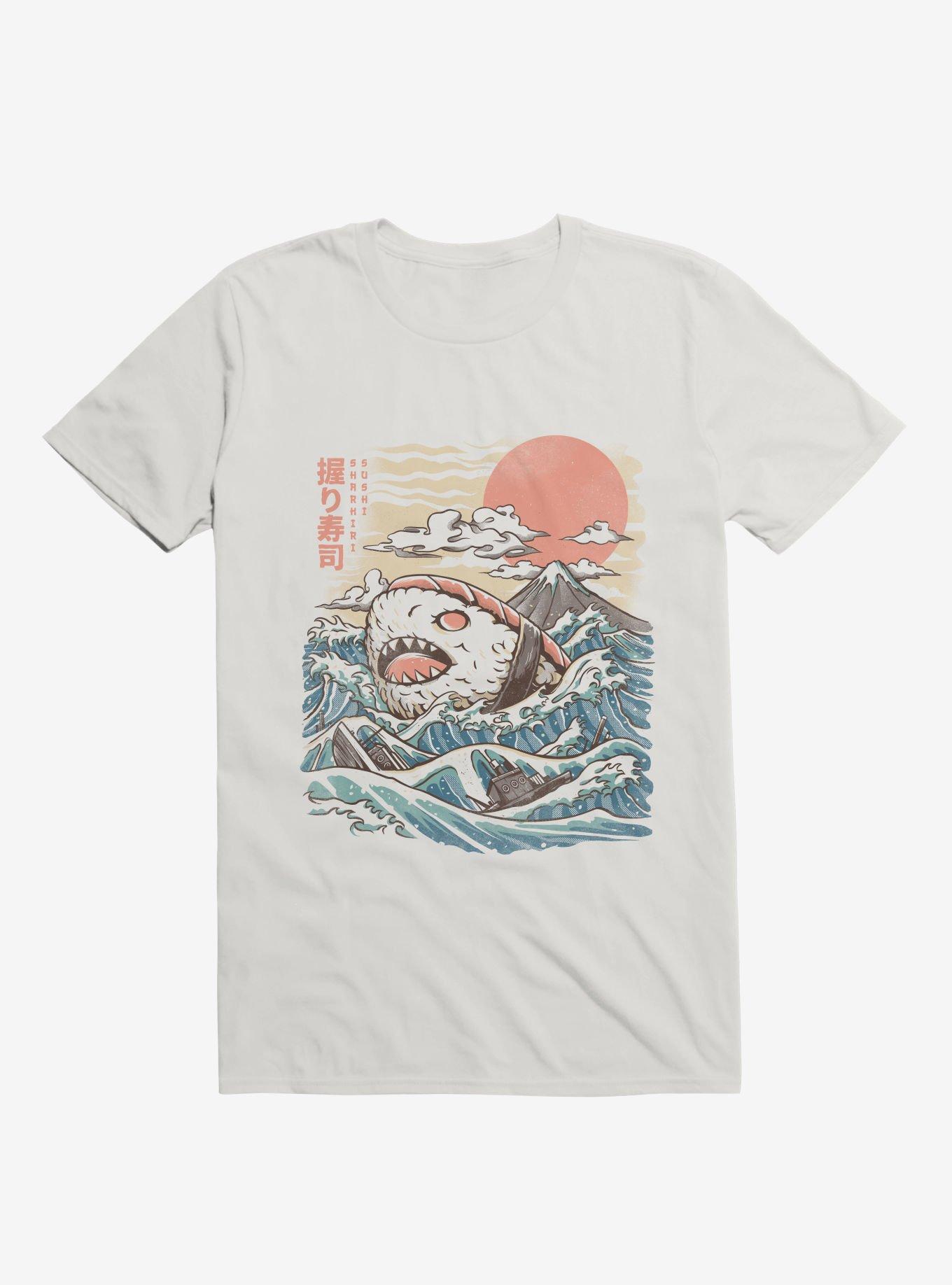 Sharkiri Sushi Ocean Attack White T-Shirt, WHITE, hi-res