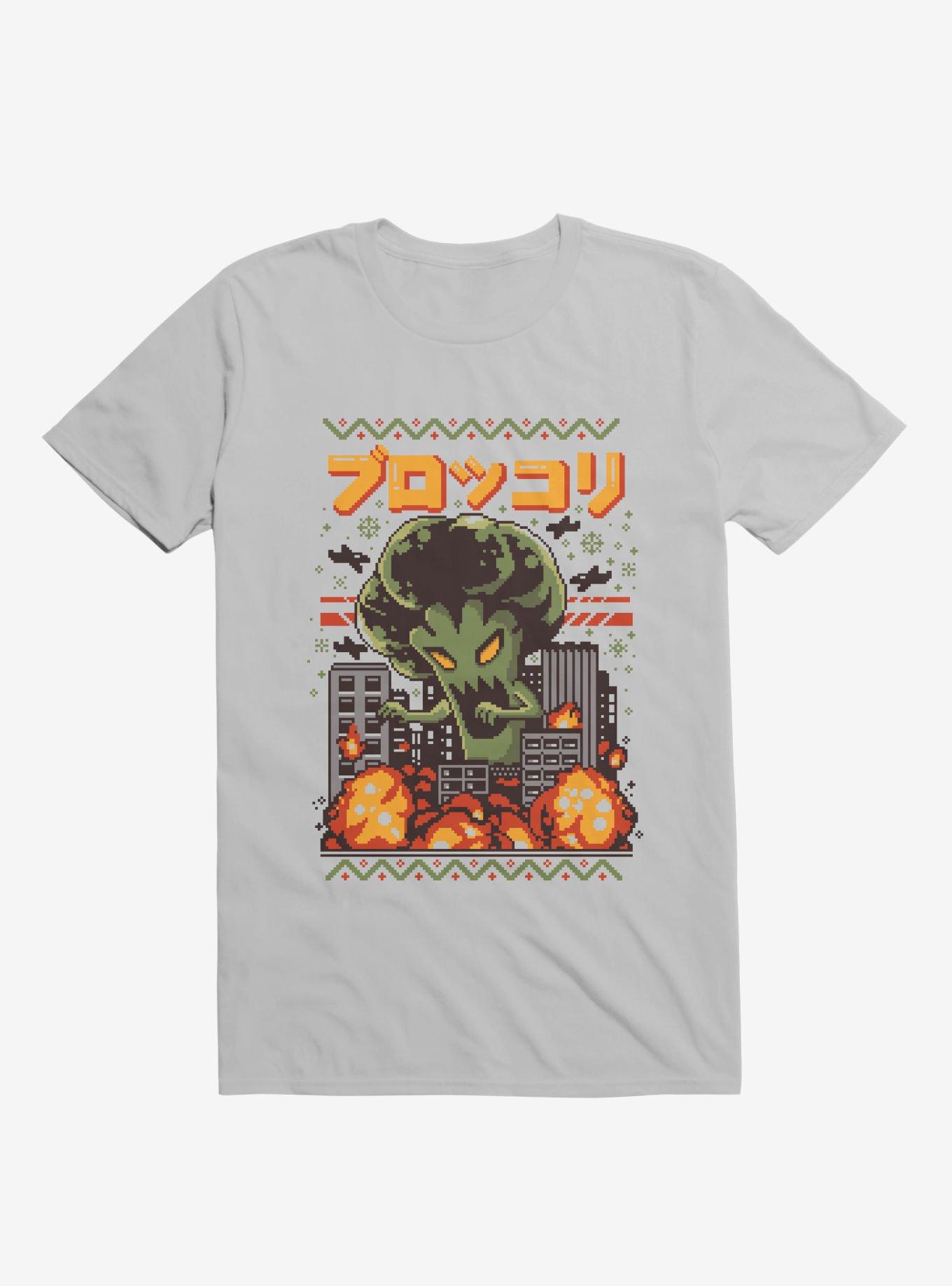 The Broccozilla Ugly Holiday Ice Grey T-Shirt, , hi-res