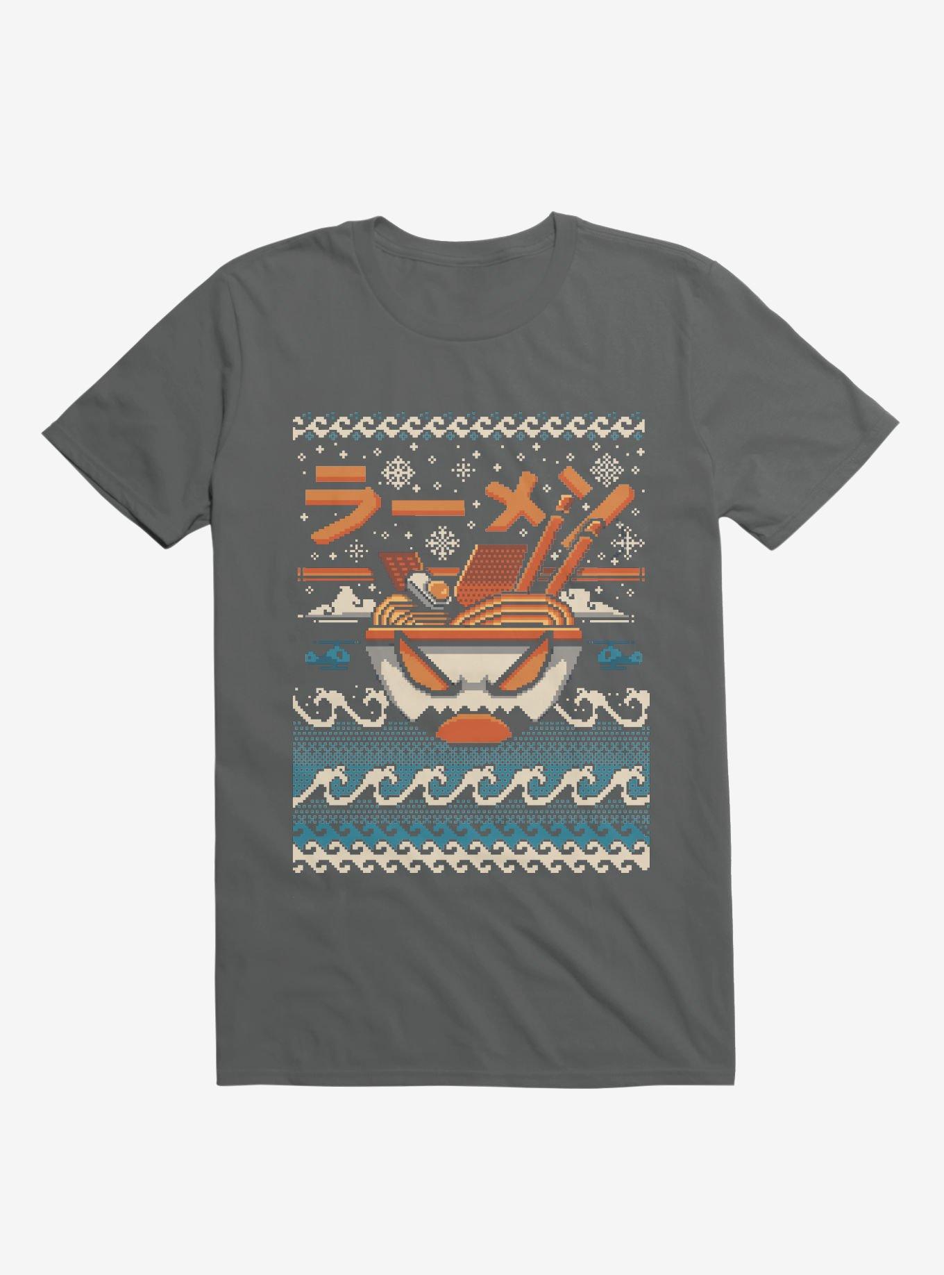 The Great Ramen Of Kanagawa Ugly Holiday Charcoal Grey T-Shirt, , hi-res