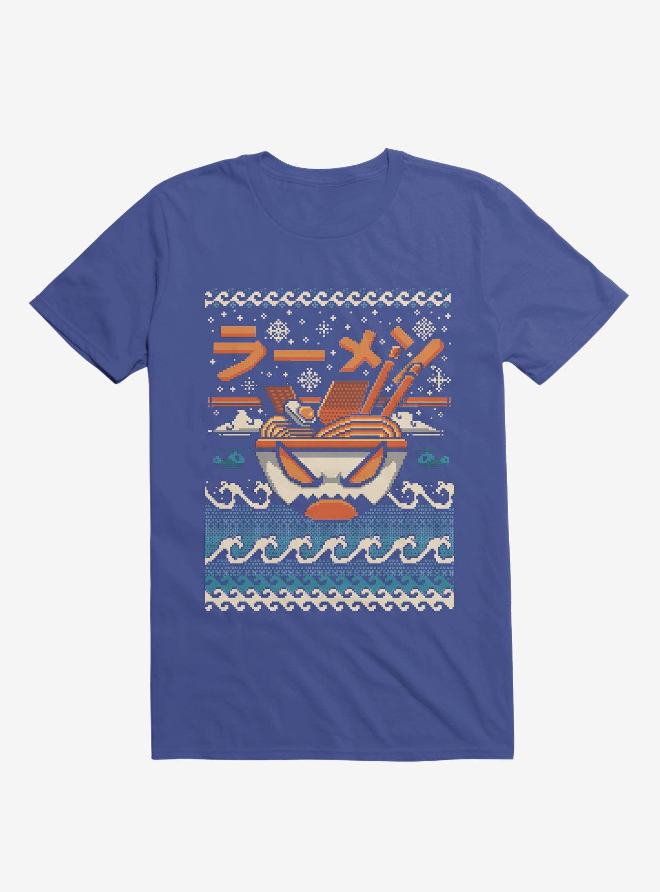 The Great Ramen Of Kanagawa Ugly Holiday Royal Blue T-Shirt, , hi-res