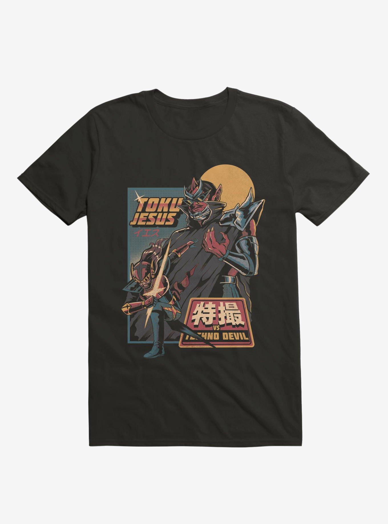 TokuJesus VS. Techno Devil Black T-Shirt, BLACK, hi-res
