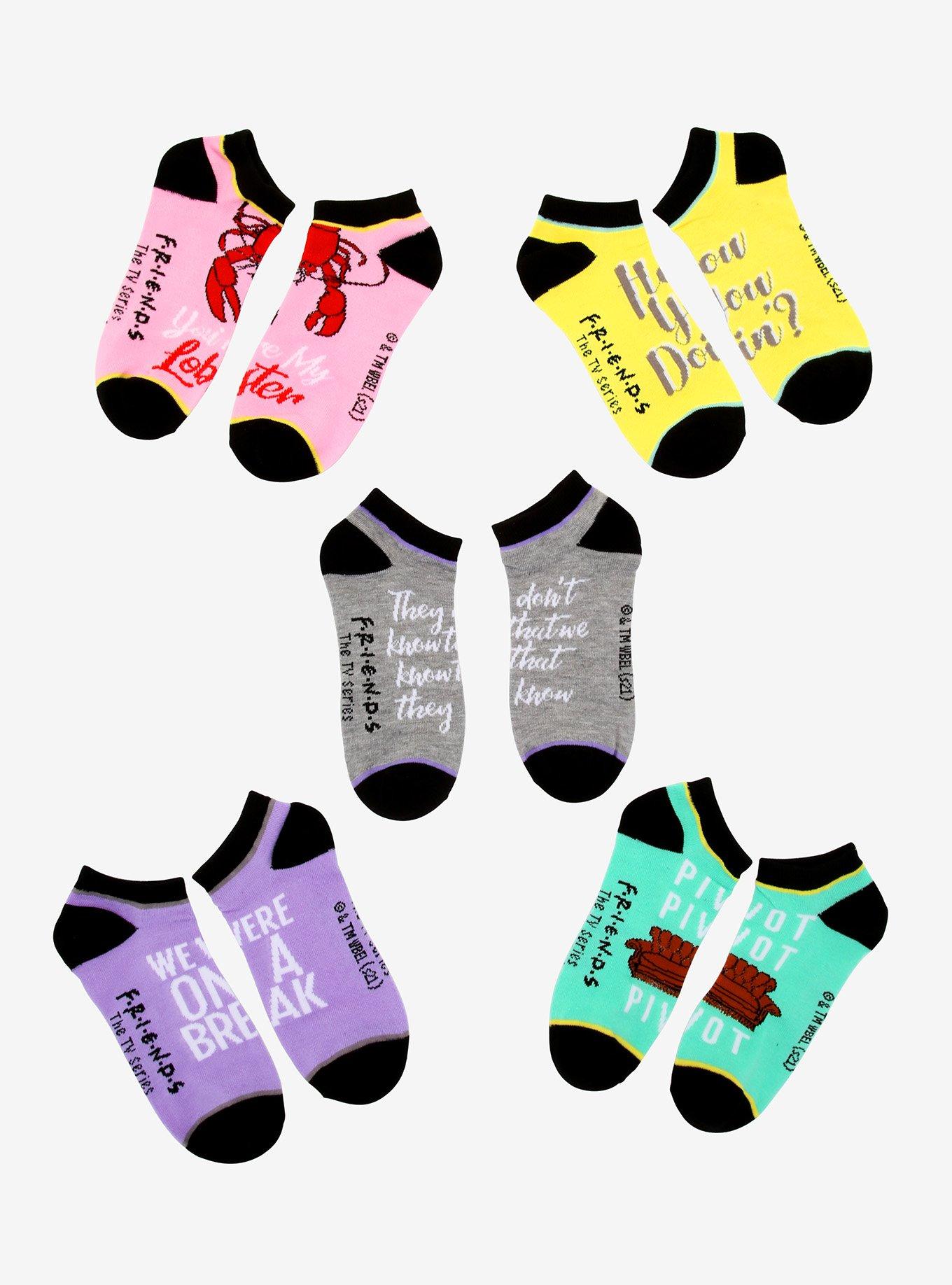 Friends Quotes No-Show Socks 5 Pair, , hi-res