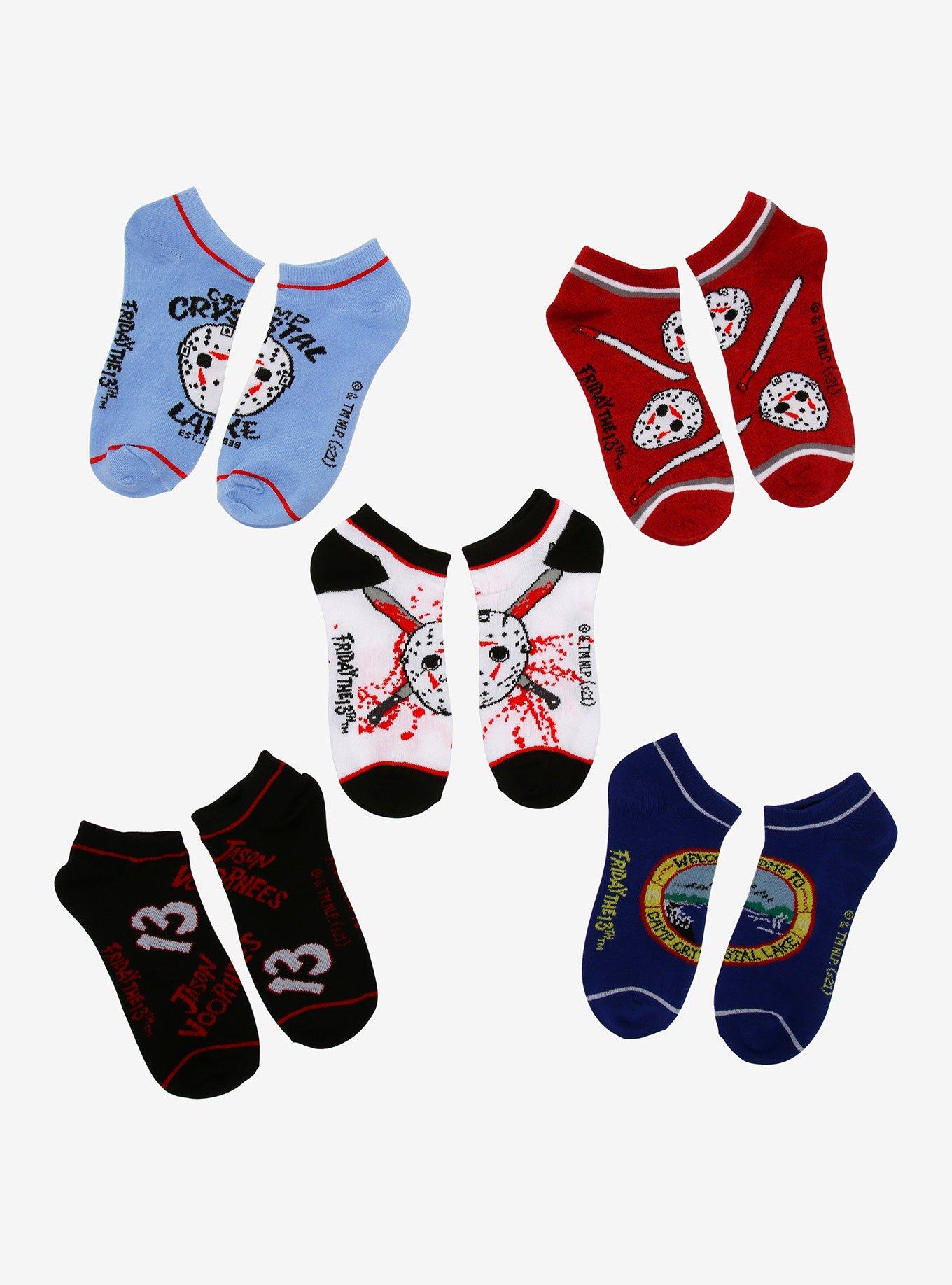 Friday The 13th Jason Mask No-Show Socks 5 Pair, , hi-res