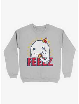 All Of The Feelz Pizza Silver Sweatshirt, , hi-res