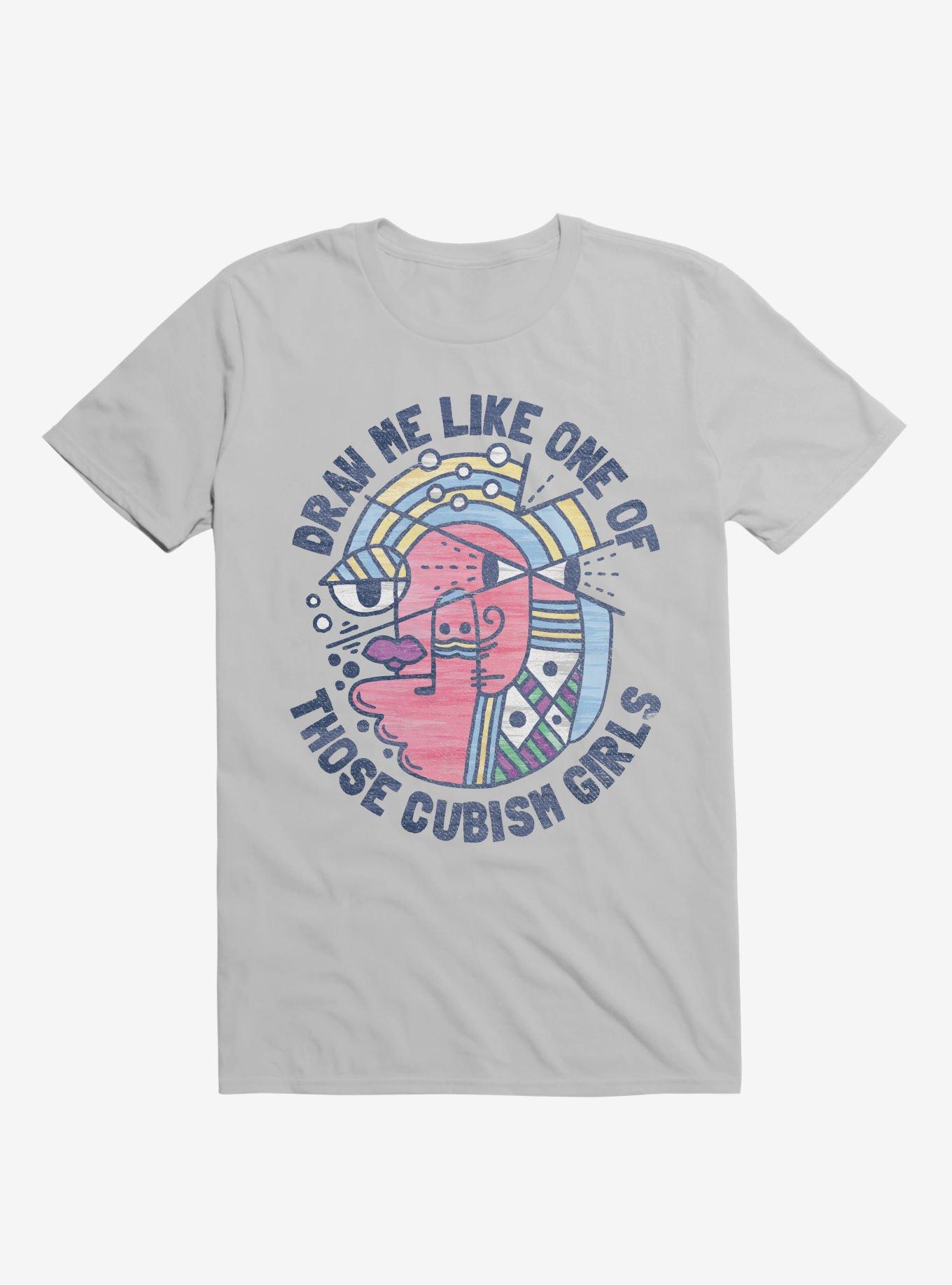 Draw Me Like On Of Those Cubism Girls Silver T-Shirt, SILVER, hi-res