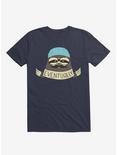 Hipster Sloth Takes His Time Navy Blue T-Shirt, NAVY, hi-res