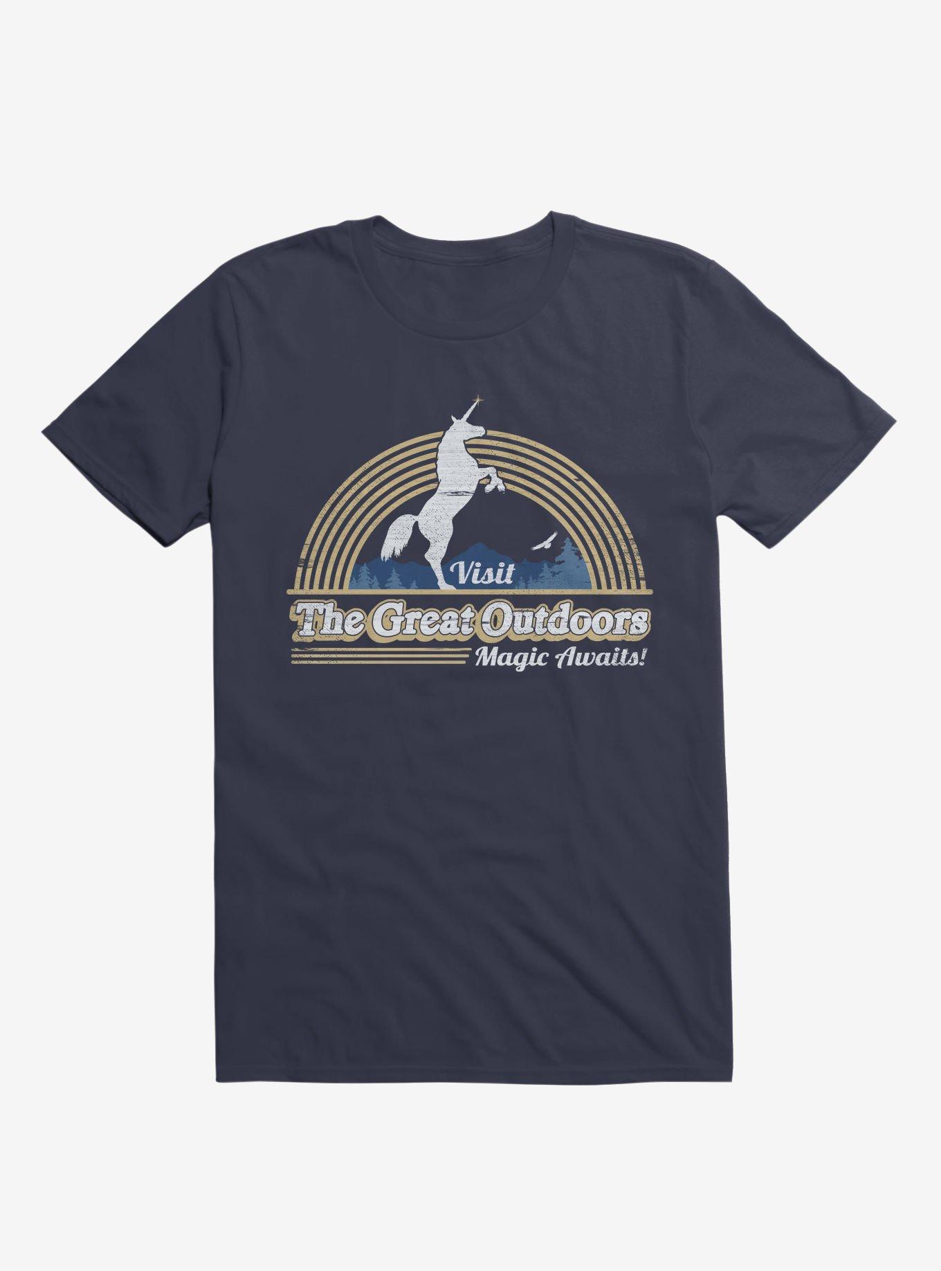 Magic Awaits! Unicorn Navy Blue T-Shirt, NAVY, hi-res