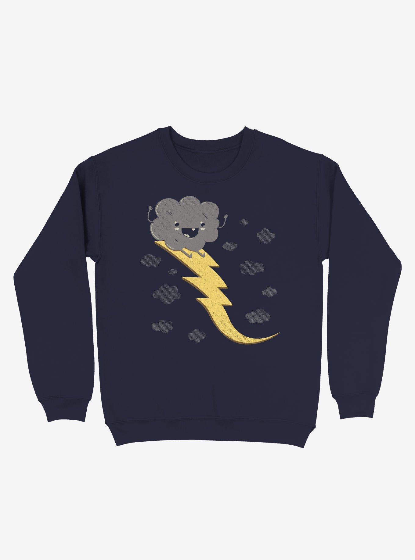 Ride The Lightning Cloud Navy Blue Sweatshirt, NAVY, hi-res