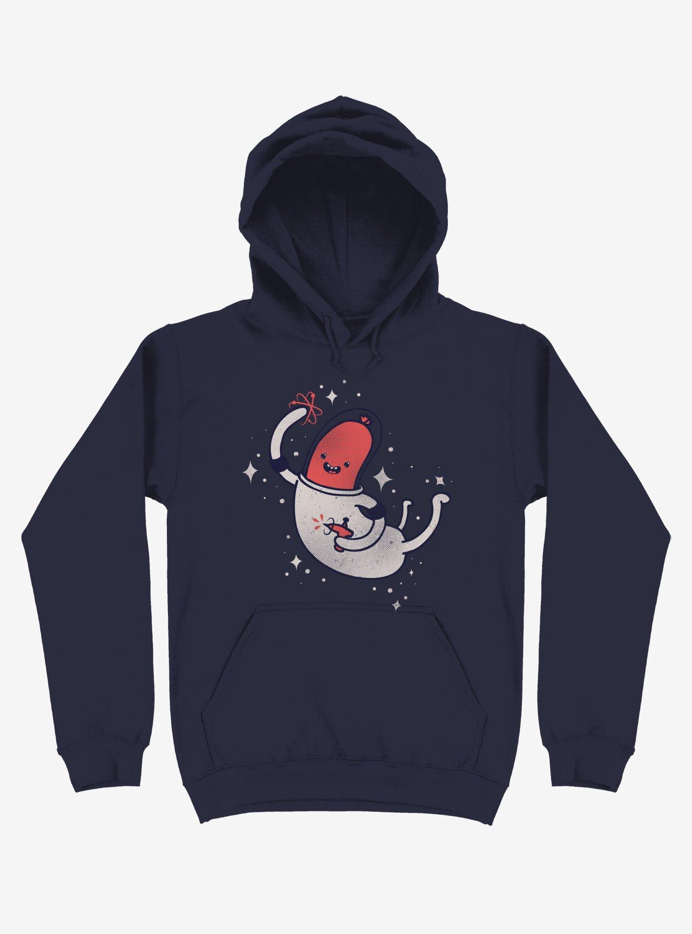 Space Sausage In Outer Space, Yay! Navy Blue Hoodie, NAVY, hi-res