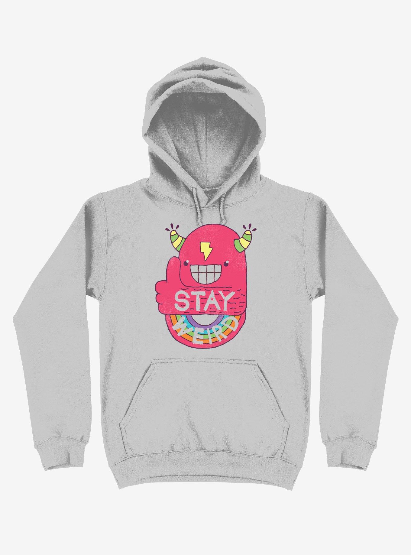 Stay Weird Rainbow Bolt Silver Hoodie, SILVER, hi-res