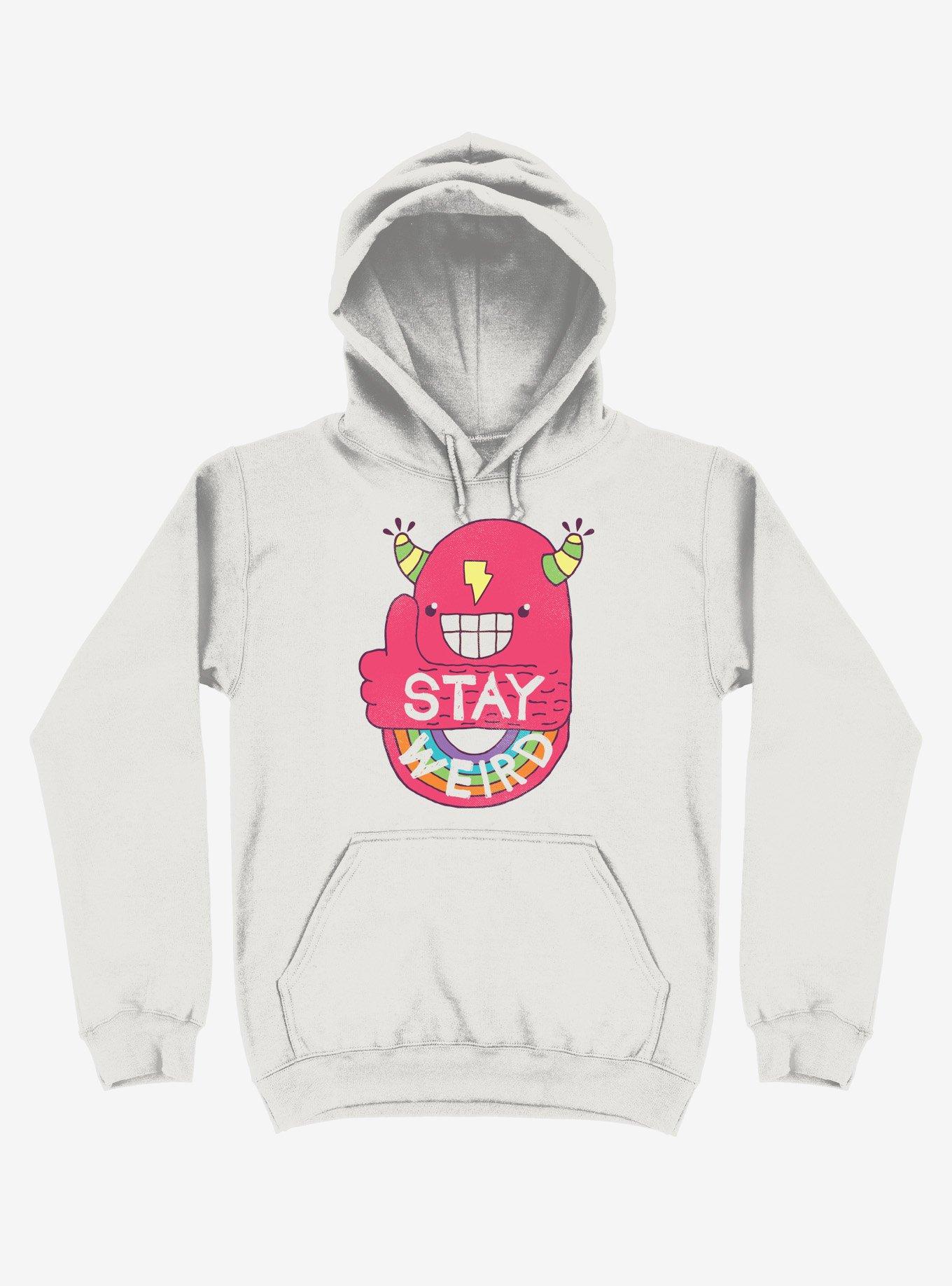 Stay Weird Rainbow Bolt White Hoodie, , hi-res