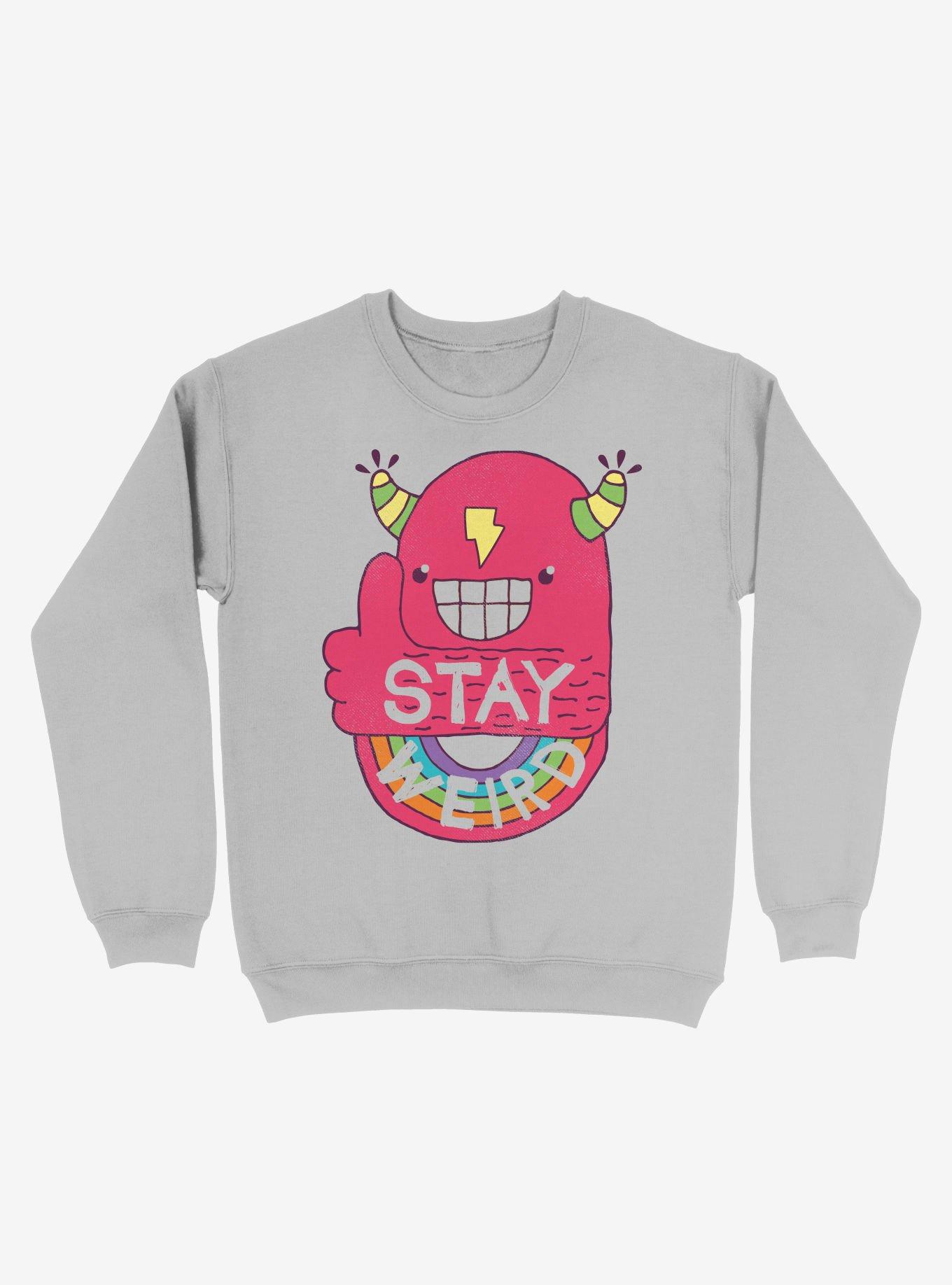 Stay Weird Rainbow Bolt Silver Sweatshirt, , hi-res