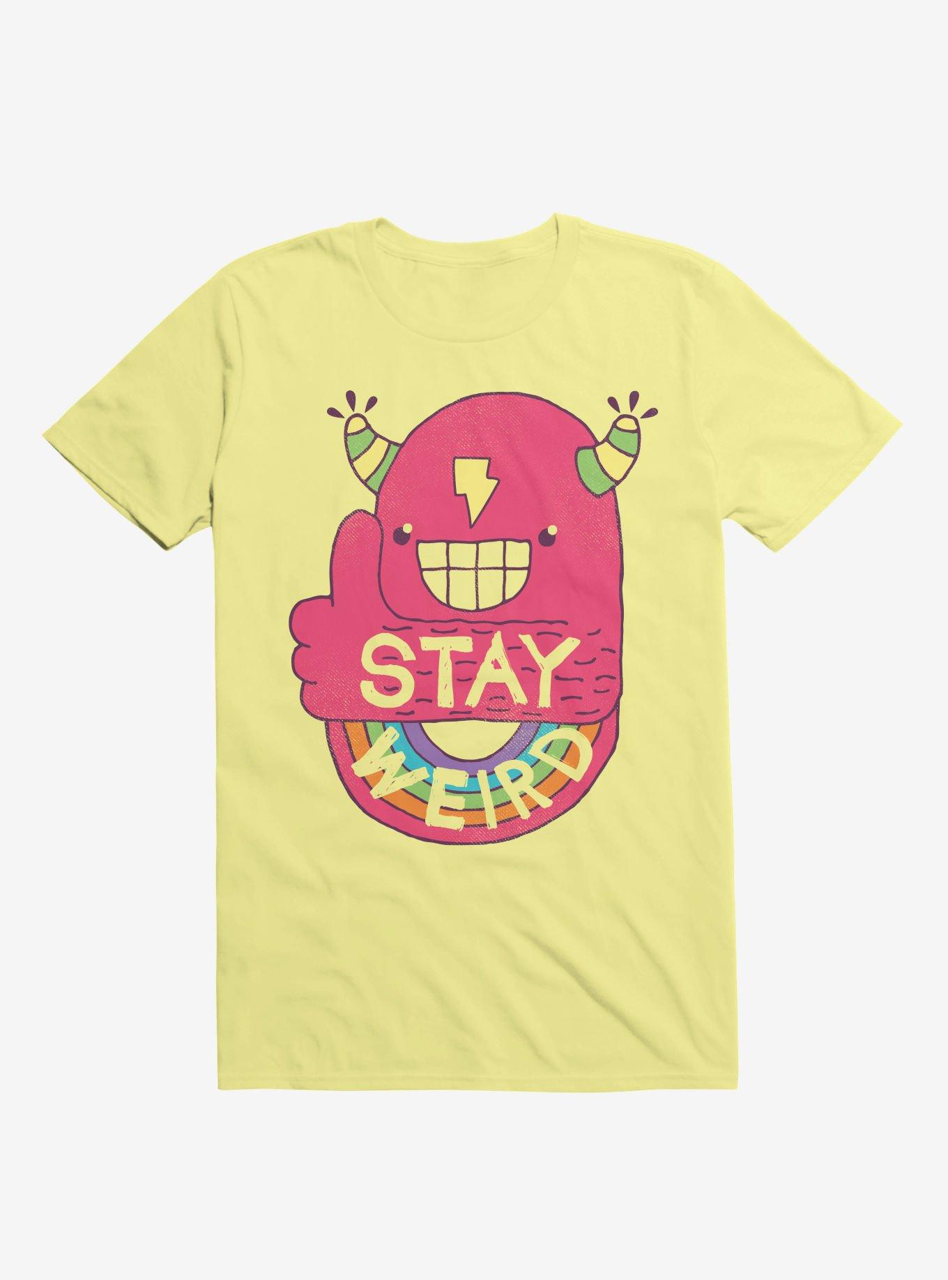 Stay Weird Rainbow Bolt Yellow T-Shirt, YELLOW, hi-res
