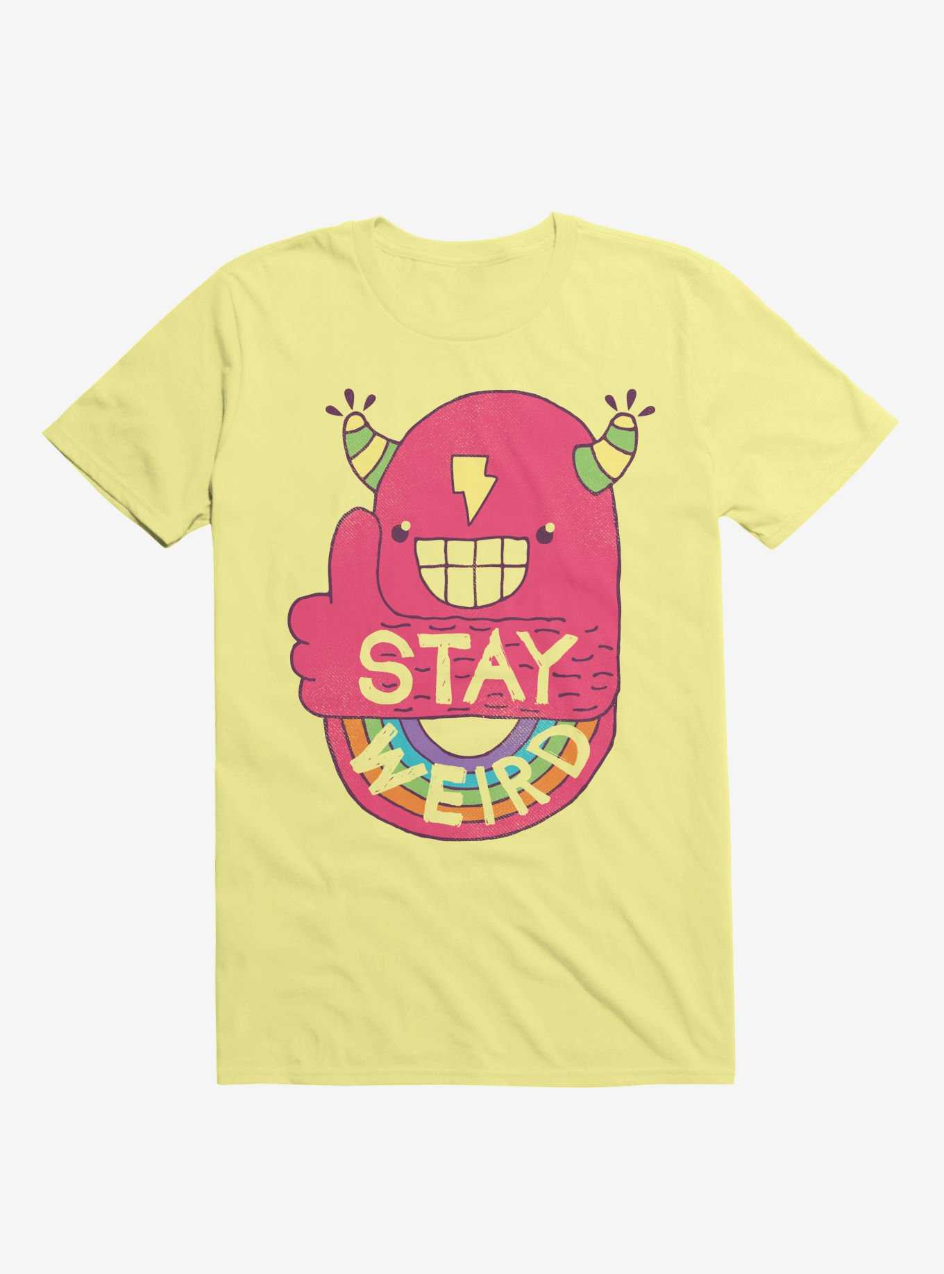 Stay Weird Rainbow Bolt Yellow T-Shirt, , hi-res