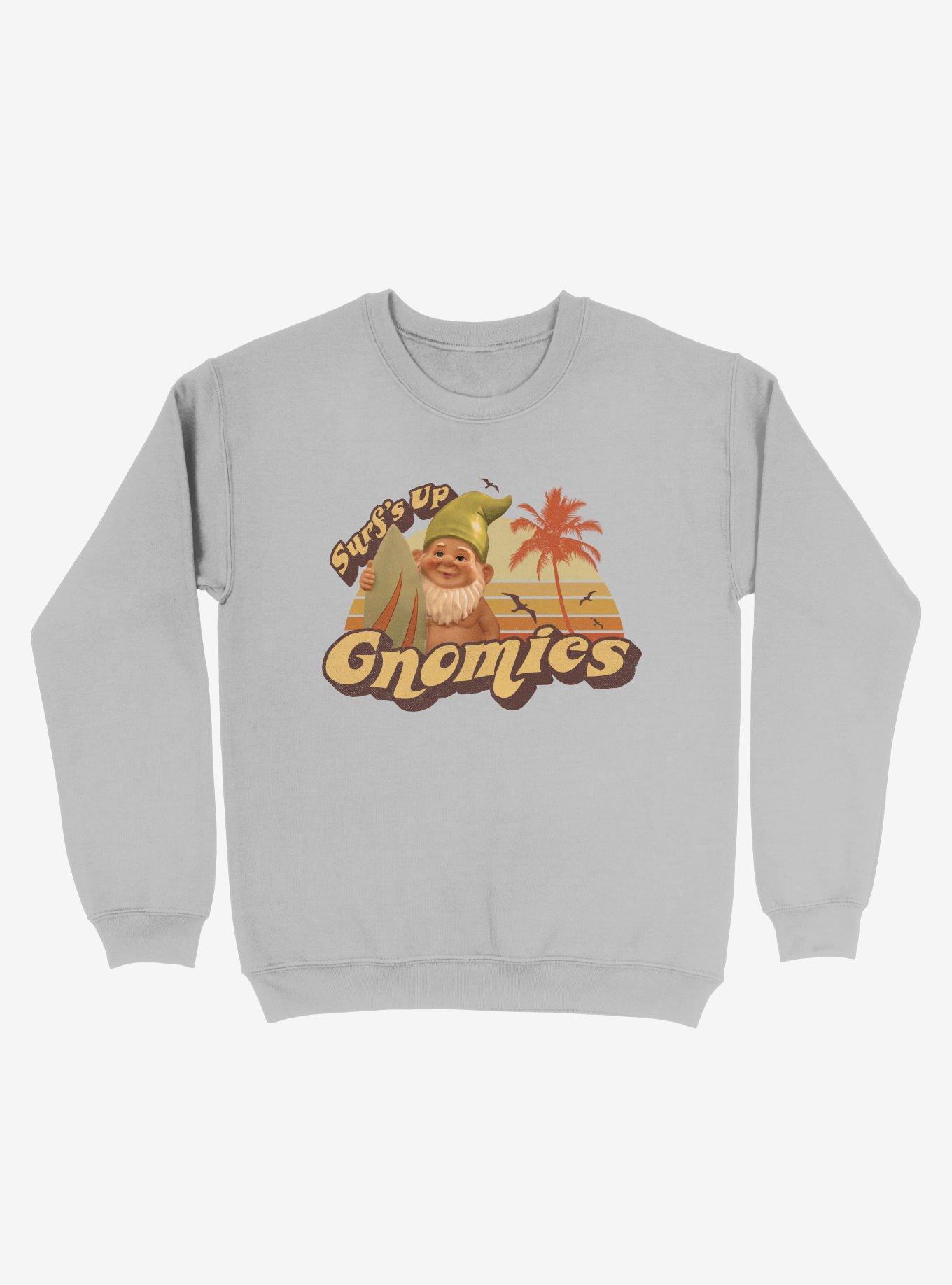 Surf's Up Gnomies Silver Sweatshirt, SILVER, hi-res