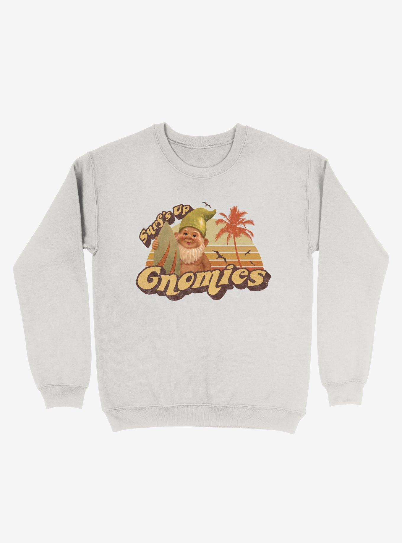 Surf's Up Gnomies White Sweatshirt, WHITE, hi-res